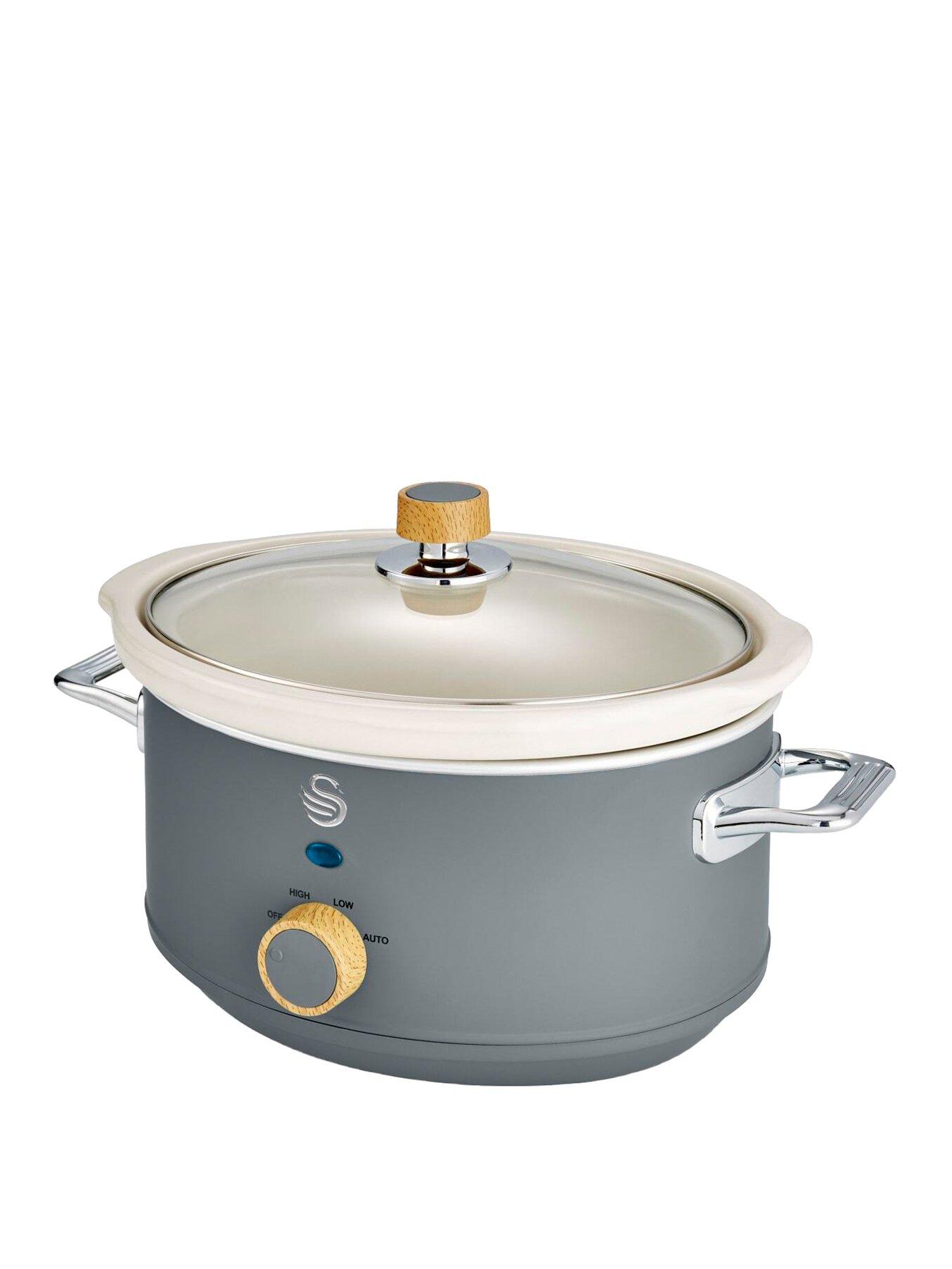undefined SF17021GRYN Retro Slow Cooker with 3 Temperature Settings, Keep Warm Function, 3.5L, 200W, Grey