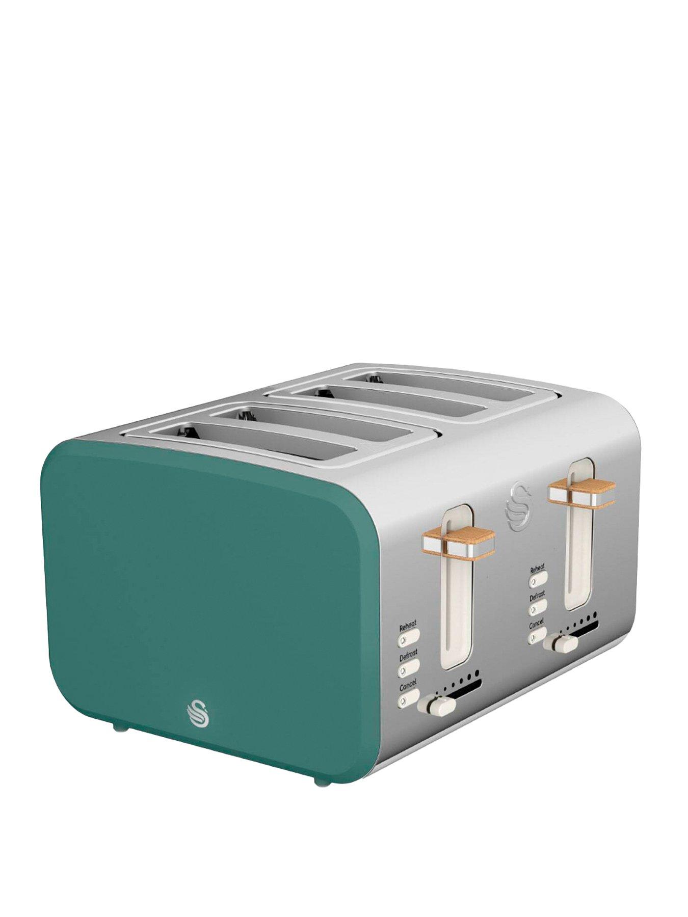 undefined ST14620GREN Nordic 4-Slice Toaster with Defrost/Reheat/Cancel Functions, Cord Storage, 1500W, Green