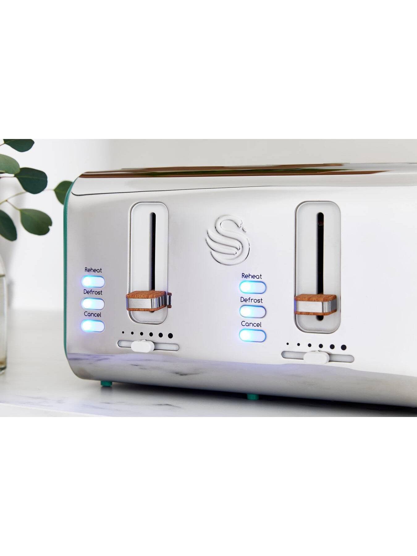 Image 2 of 5 of Swan ST14620GREN Nordic 4-Slice Toaster with Defrost/Reheat/Cancel Functions, Cord Storage, 1500W, Green