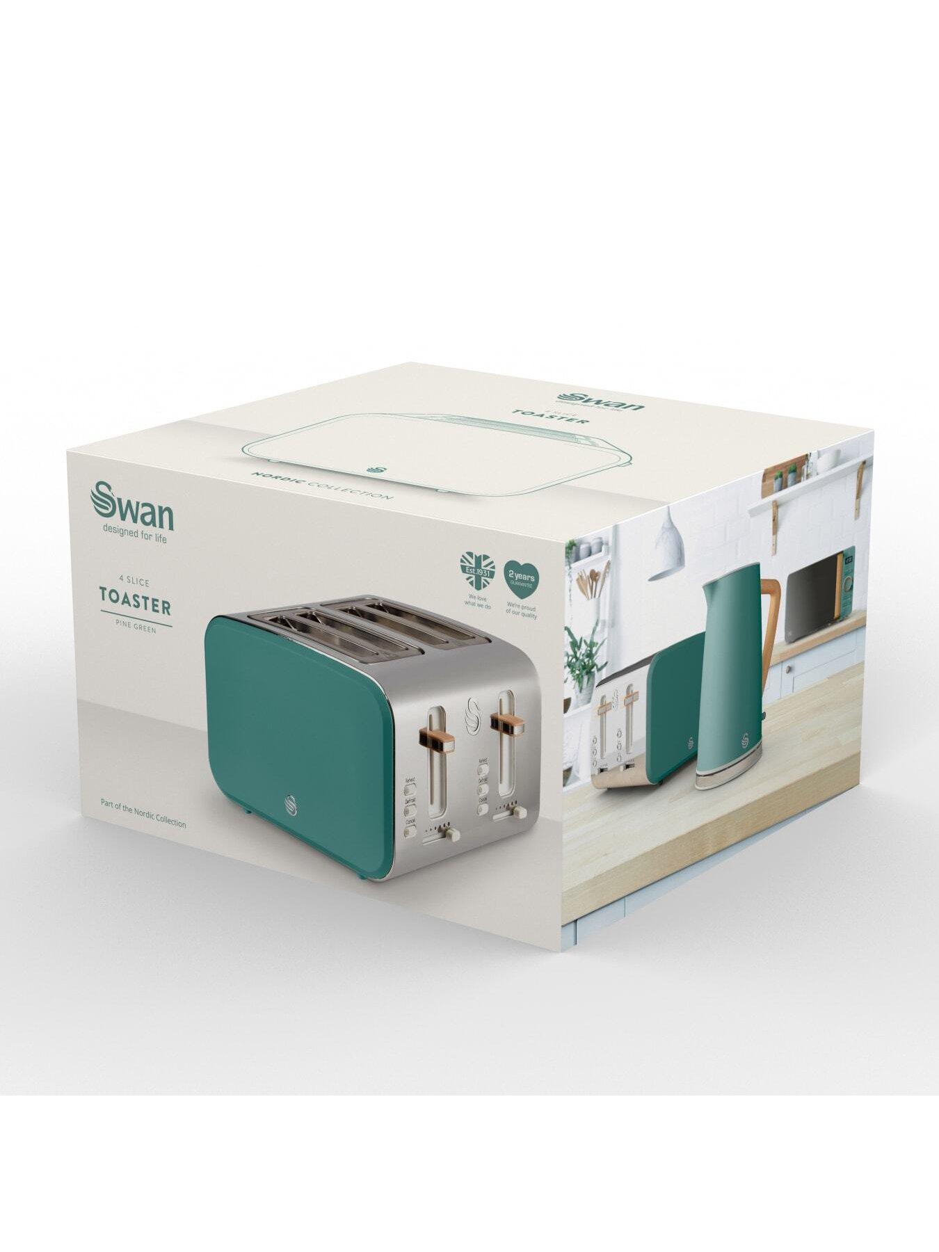 Image 5 of 5 of Swan ST14620GREN Nordic 4-Slice Toaster with Defrost/Reheat/Cancel Functions, Cord Storage, 1500W, Green