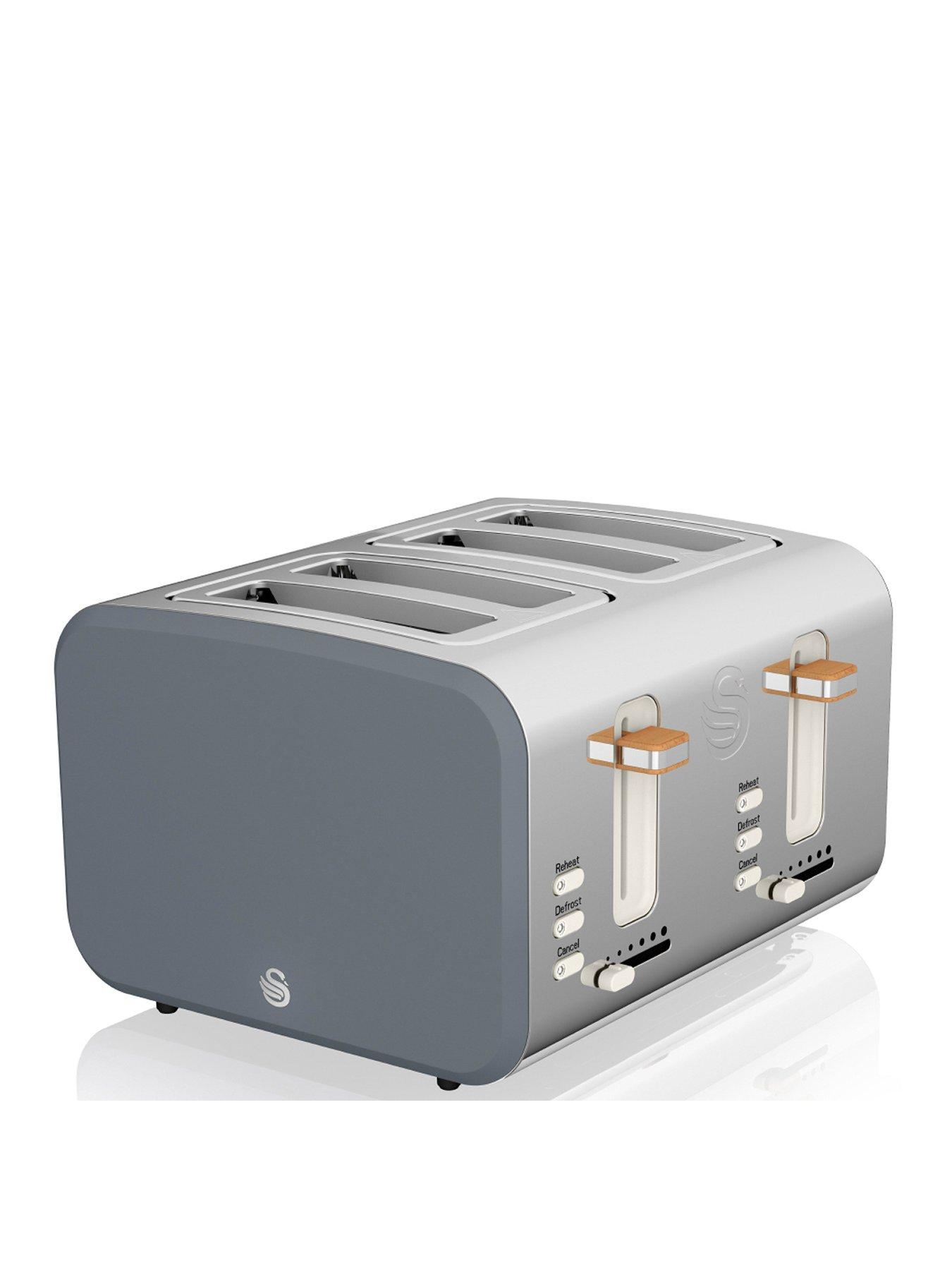 undefined ST14620GRYN Nordic 4-Slice Toaster with Defrost/Reheat/Cancel Functions, Cord Storage, 1500W, Grey