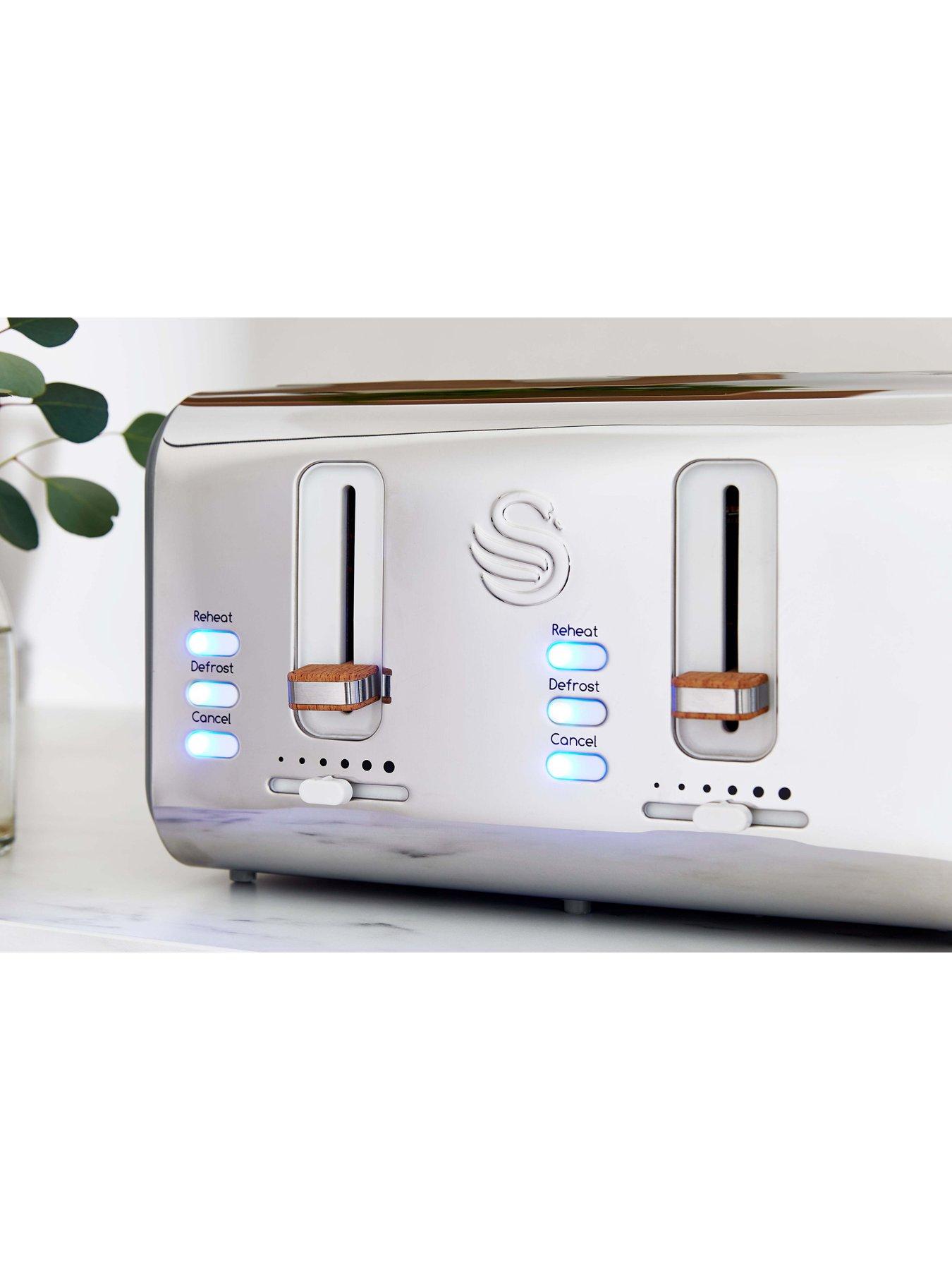 Image 2 of 6 of Swan ST14620GRYN Nordic 4-Slice Toaster with Defrost/Reheat/Cancel Functions, Cord Storage, 1500W, Grey