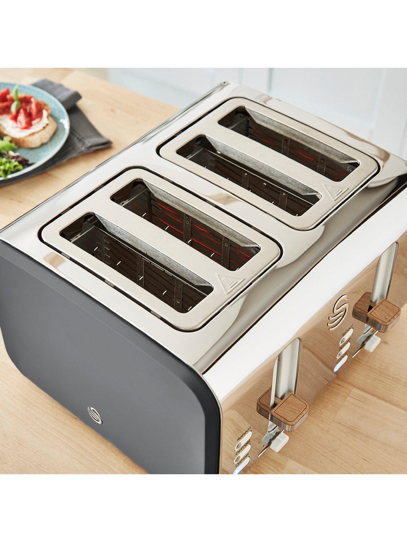 Image 3 of 6 of Swan ST14620GRYN Nordic 4-Slice Toaster with Defrost/Reheat/Cancel Functions, Cord Storage, 1500W, Grey