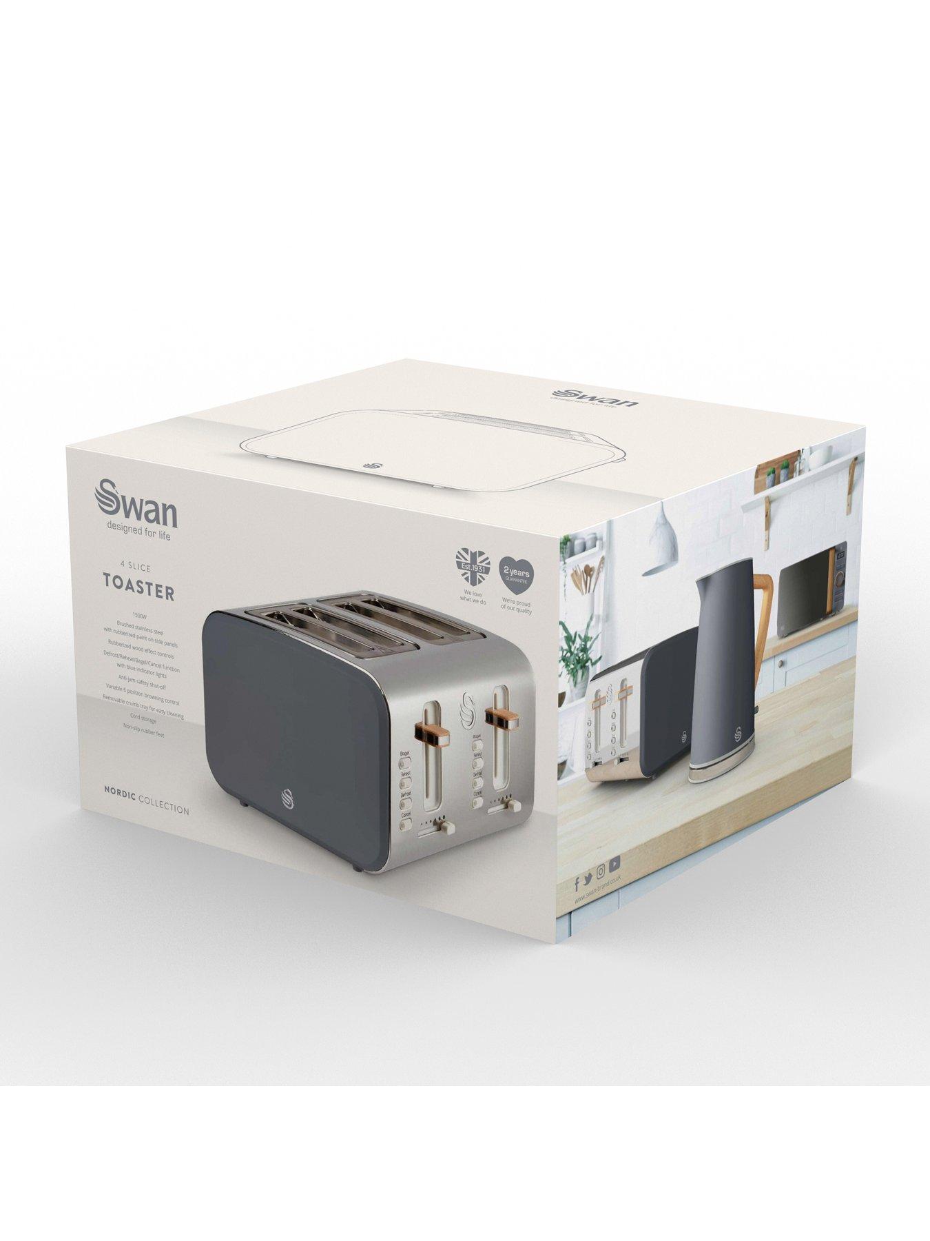 Image 6 of 6 of Swan ST14620GRYN Nordic 4-Slice Toaster with Defrost/Reheat/Cancel Functions, Cord Storage, 1500W, Grey