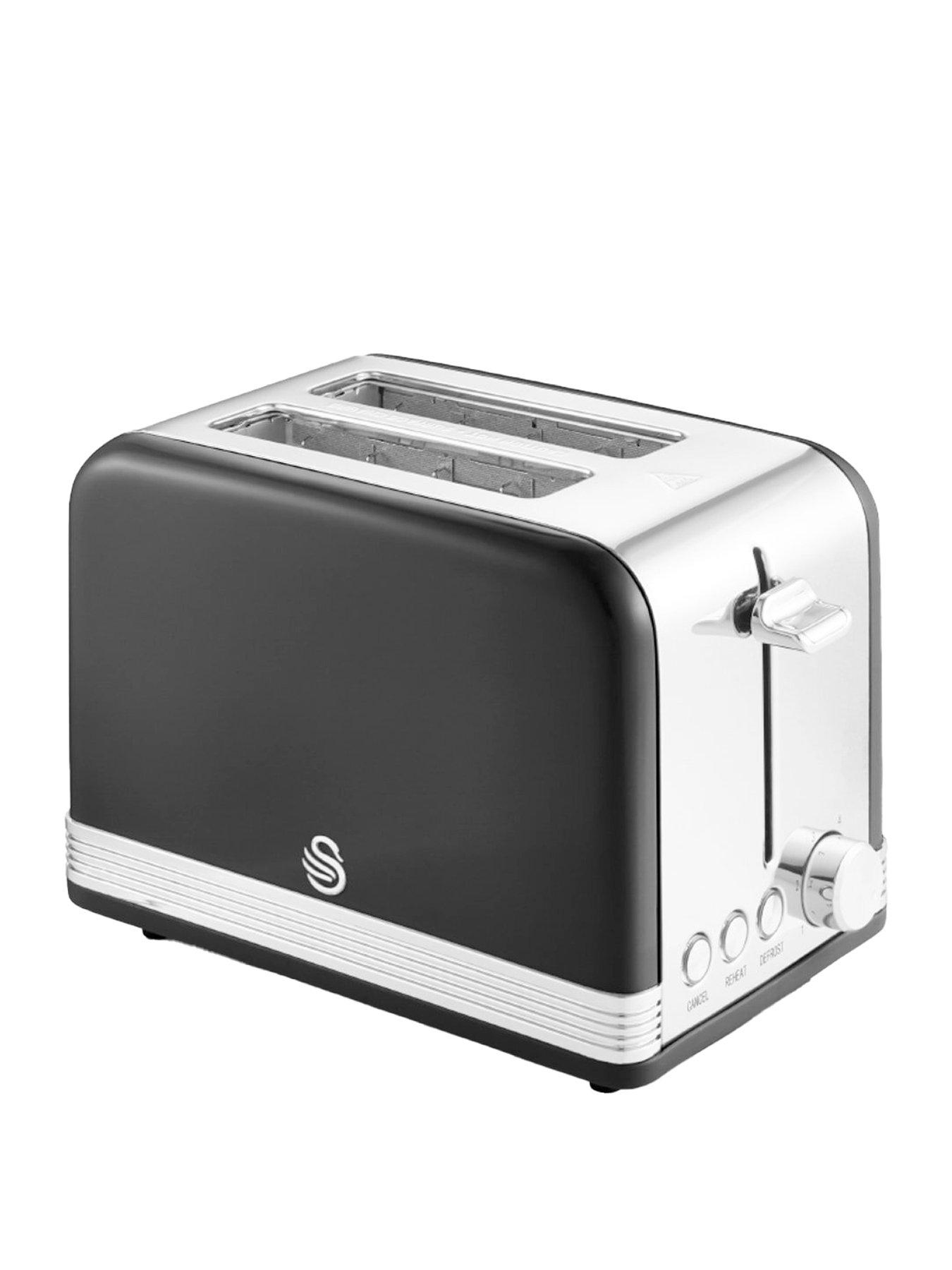undefined ST19010BN Retro 2-Slice Toaster with Defrost/Reheat/Cancel Functions, Cord Storage, 815W, Black