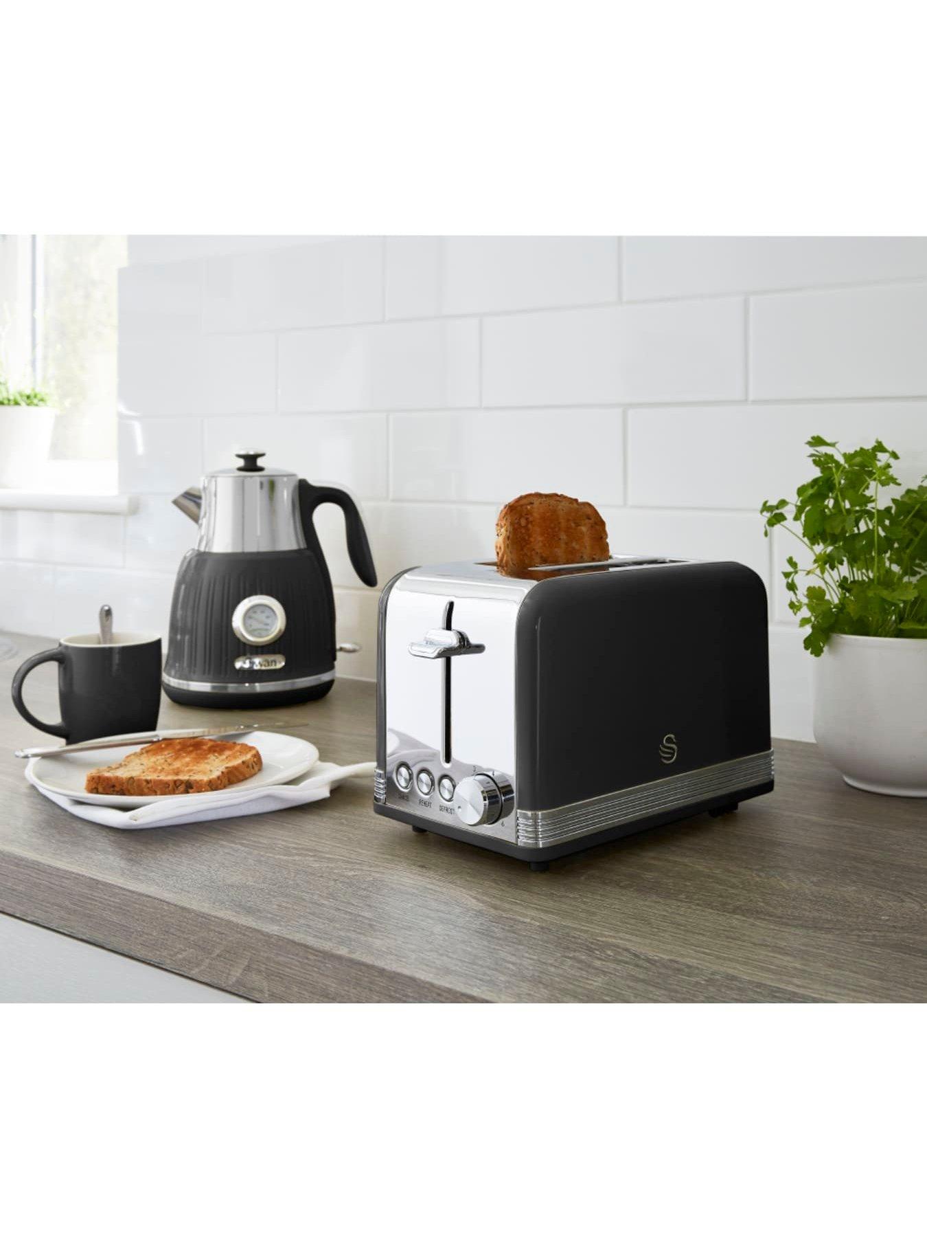 Image 4 of 4 of Swan ST19010BN Retro 2-Slice Toaster with Defrost/Reheat/Cancel Functions, Cord Storage, 815W, Black