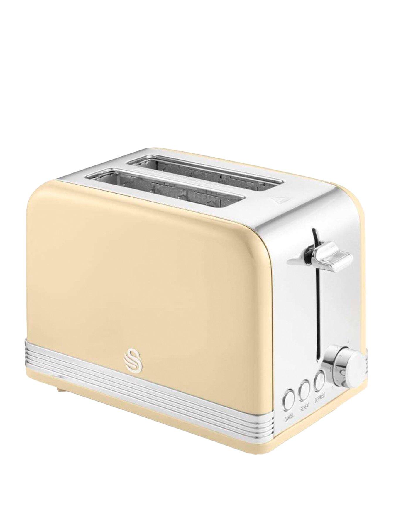 undefined ST19010CN Retro 2-Slice Toaster with Defrost/Reheat/Cancel Functions, Cord Storage, 815W, Cream