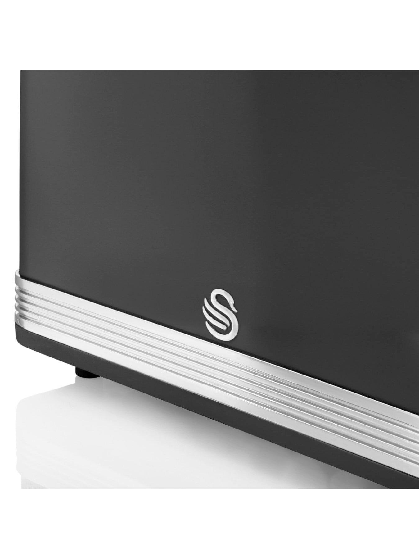 Image 2 of 5 of Swan ST19020BN Retro 4-Slice Toaster with Defrost/Reheat/Cancel Functions, Cord Storage, 1600W, Black