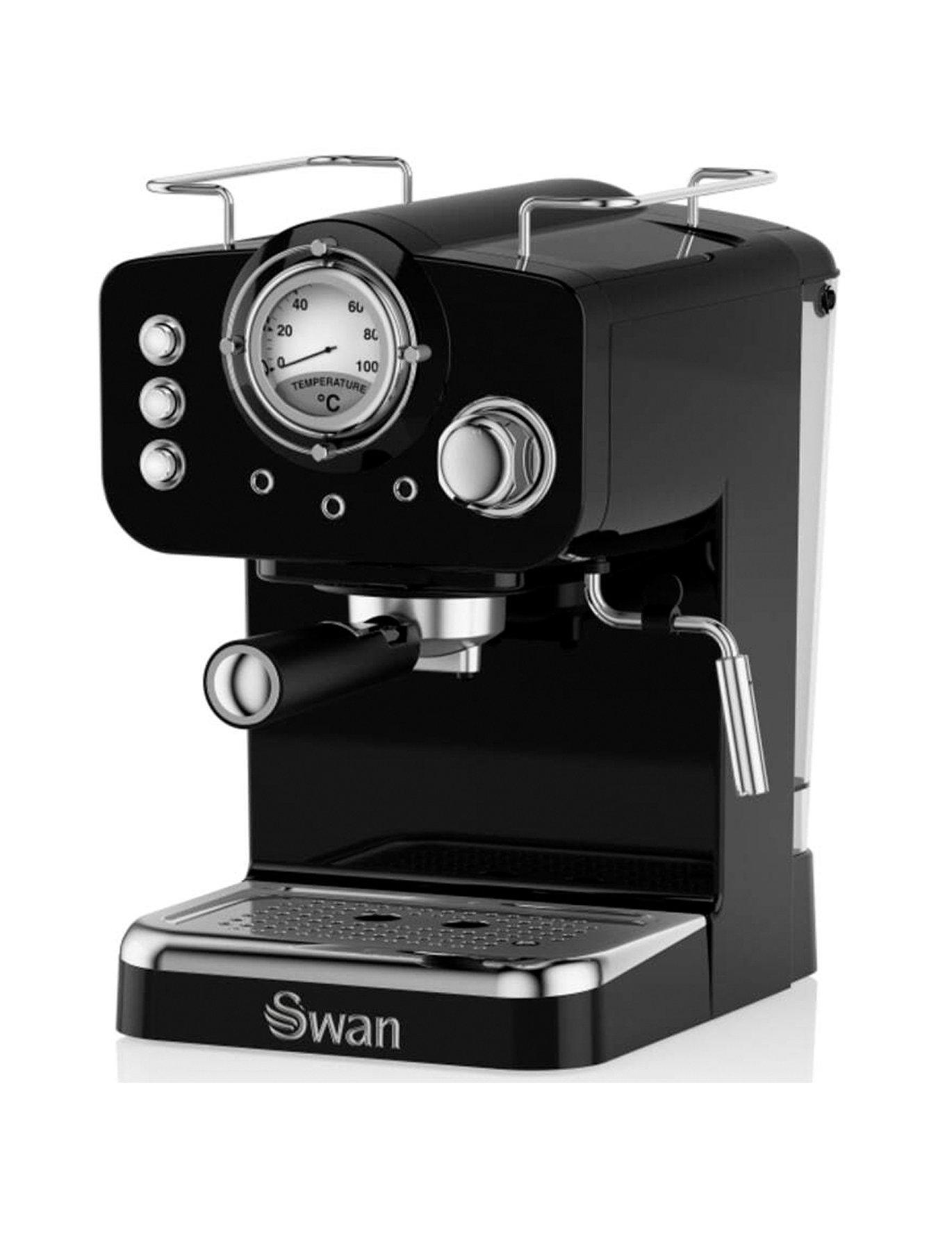 undefined SK22110BN Nordic Espresso Coffee Machine with Milk Frother, Steam Pressure Control, 1.2L Detachable Water Tank, 1100W, Black