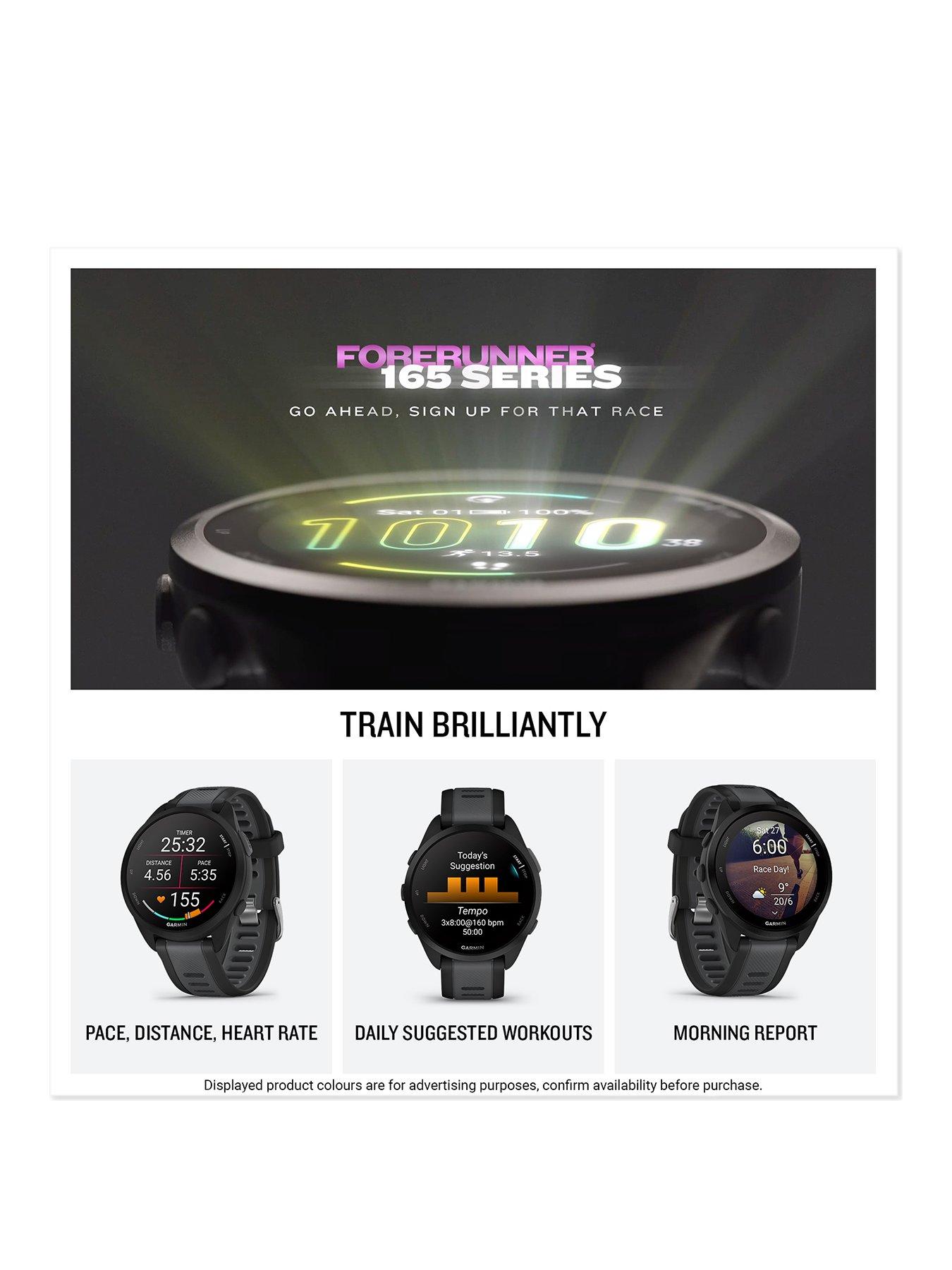 Image 3 of 8 of Garmin Forerunner 165, GPS Running Smartwatch - Black/Slate Grey, WW