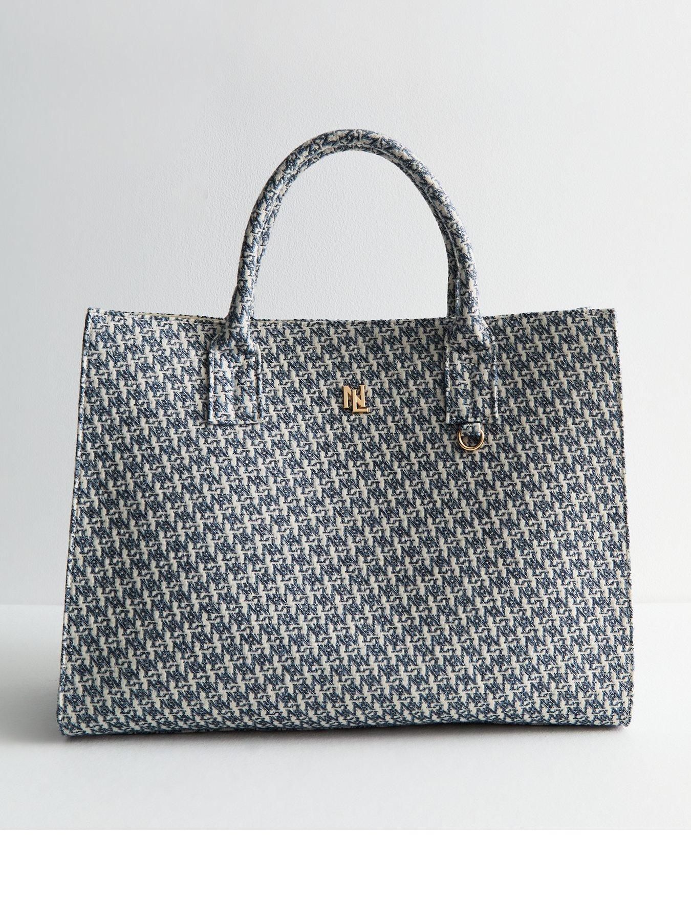 new-look-navy-monogram-jacquard-canvas-tote-bagfront