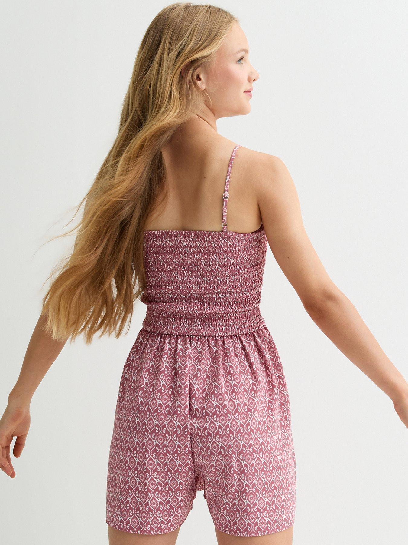 new-look-915-girls-pink-abstract-print-shirred-playsuitback