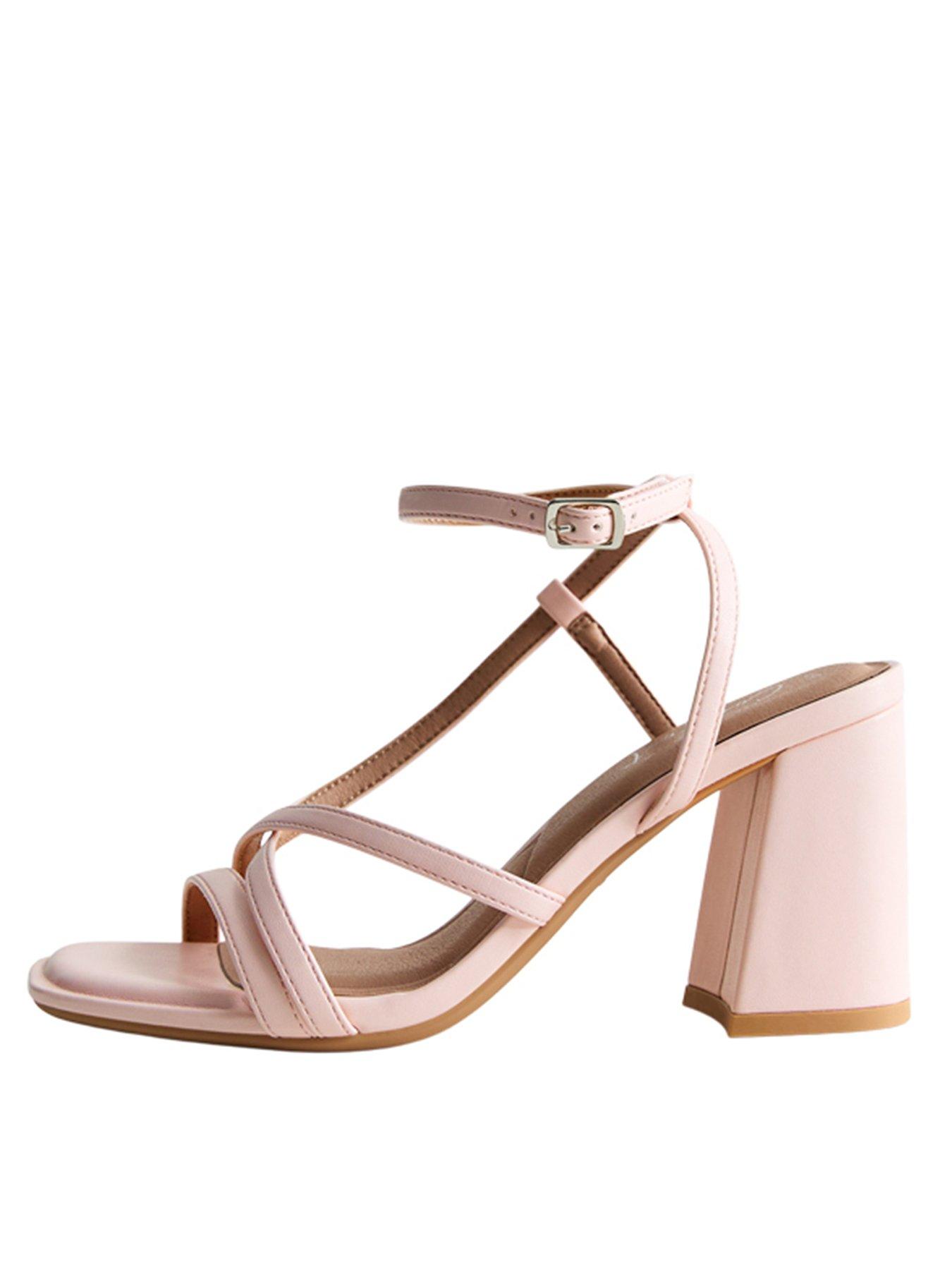 New Look strappy sandal with block heel in pink | ASOS