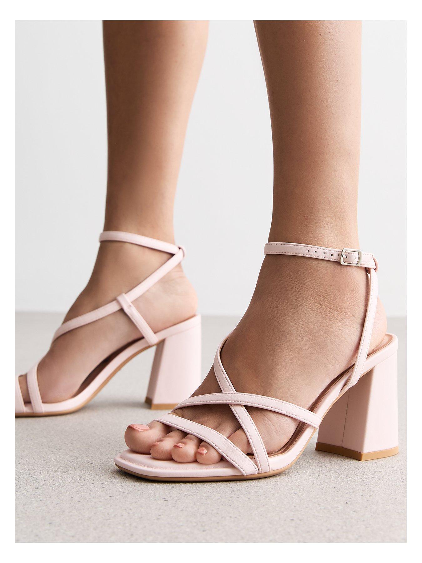 Baby pink strappy heels online