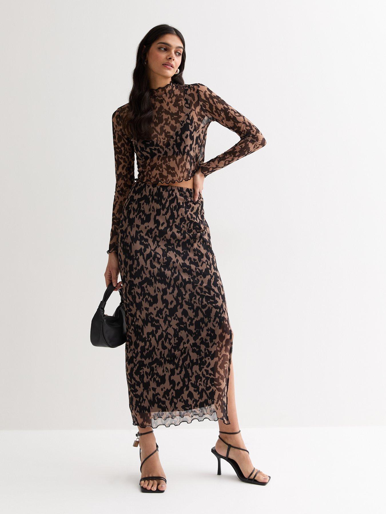 new-look-brown-animal-print-mesh-split-hem-midi-skirtback