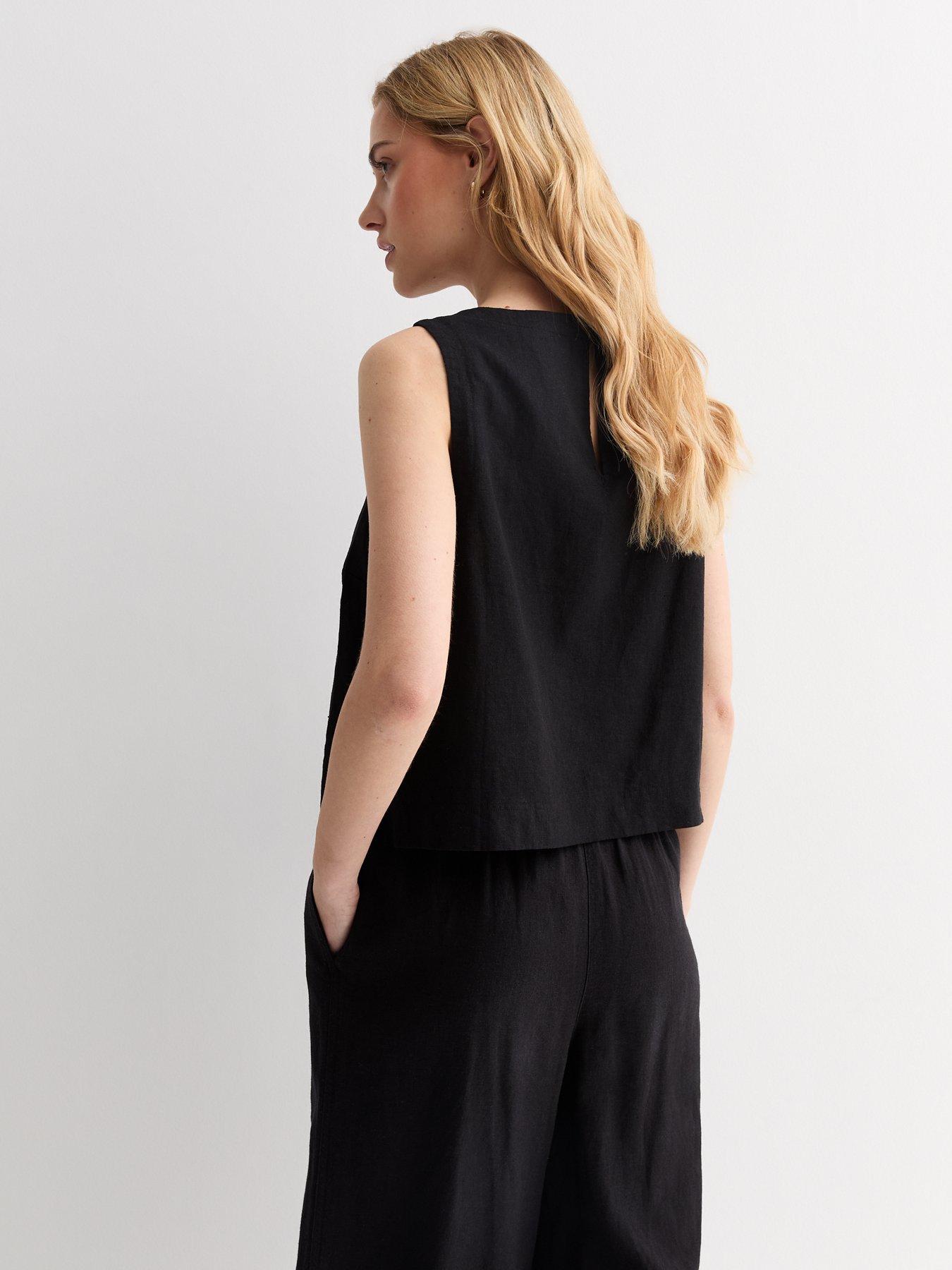 new-look-black-linen-blend-vest-topstillFront