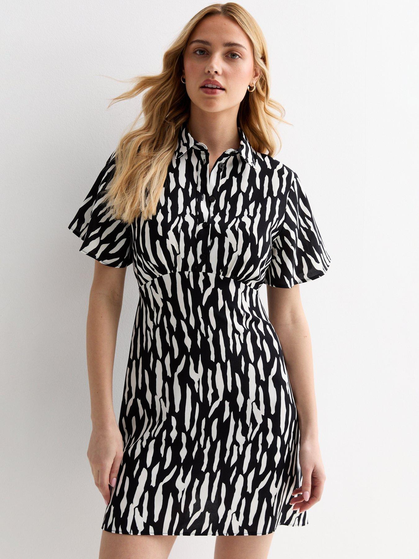 new-look-black-abstract-print-mini-shirt-dress