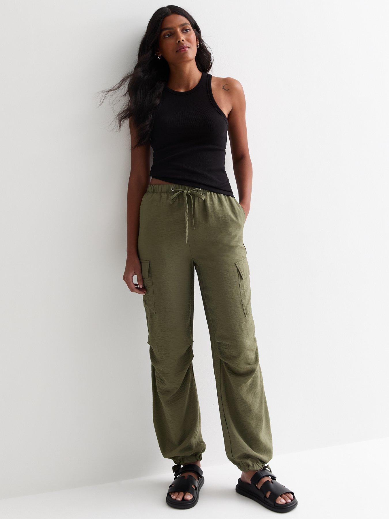 new-look-khaki-tie-waist-cargo-joggers