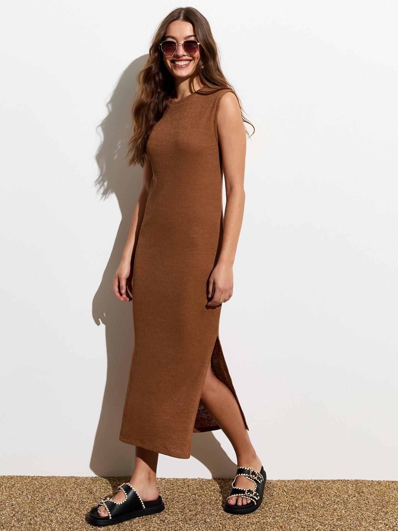 new-look-rust-ribbed-sleeveless-midi-dressback