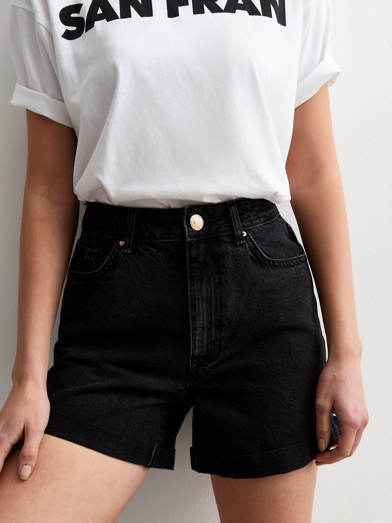 New look black denim shorts best sale