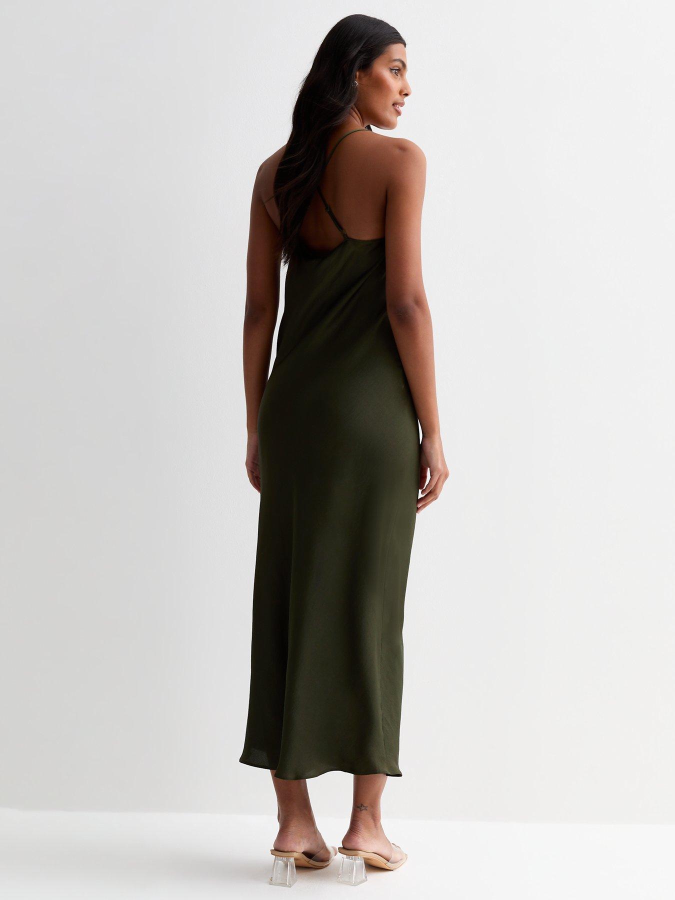 new-look-satin-cross-over-strap-midi-dress-khakistillFront