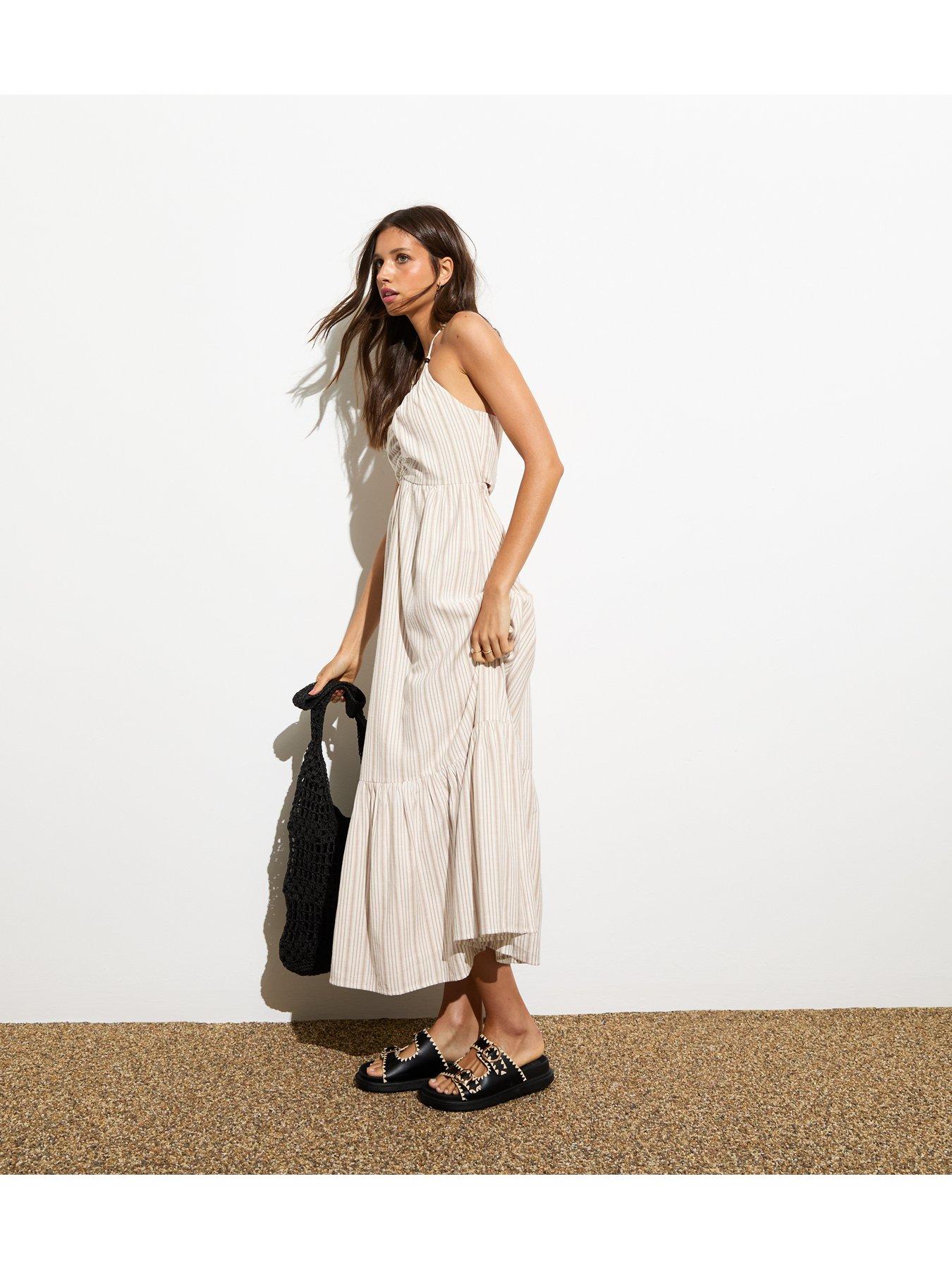 new-look-white-stripe-cotton-blend-print-halter-strap-tiered-midi-dressback