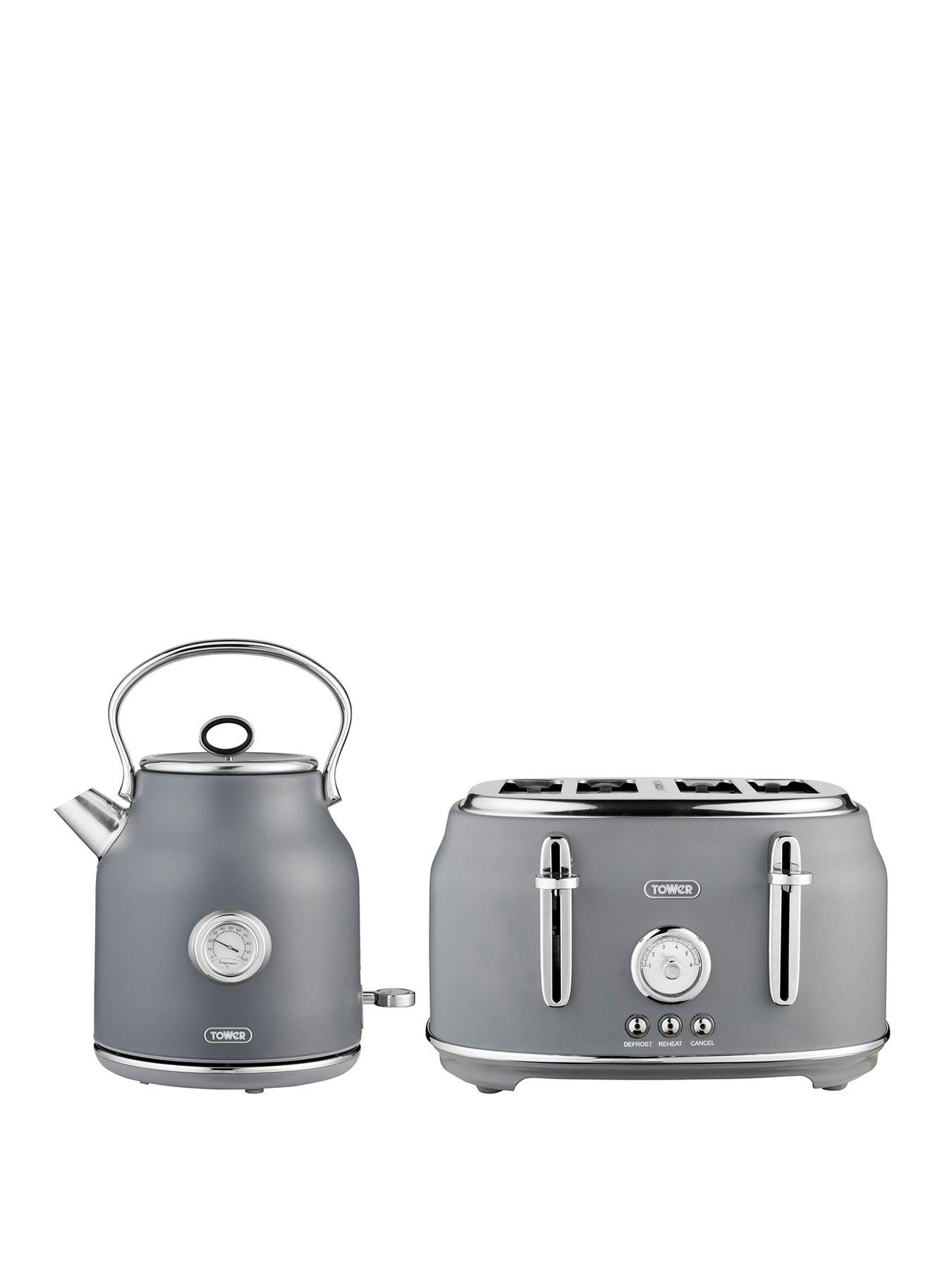 Tower Renaissance Kettle  &  4-Slice Toaster Twin Pack - Grey