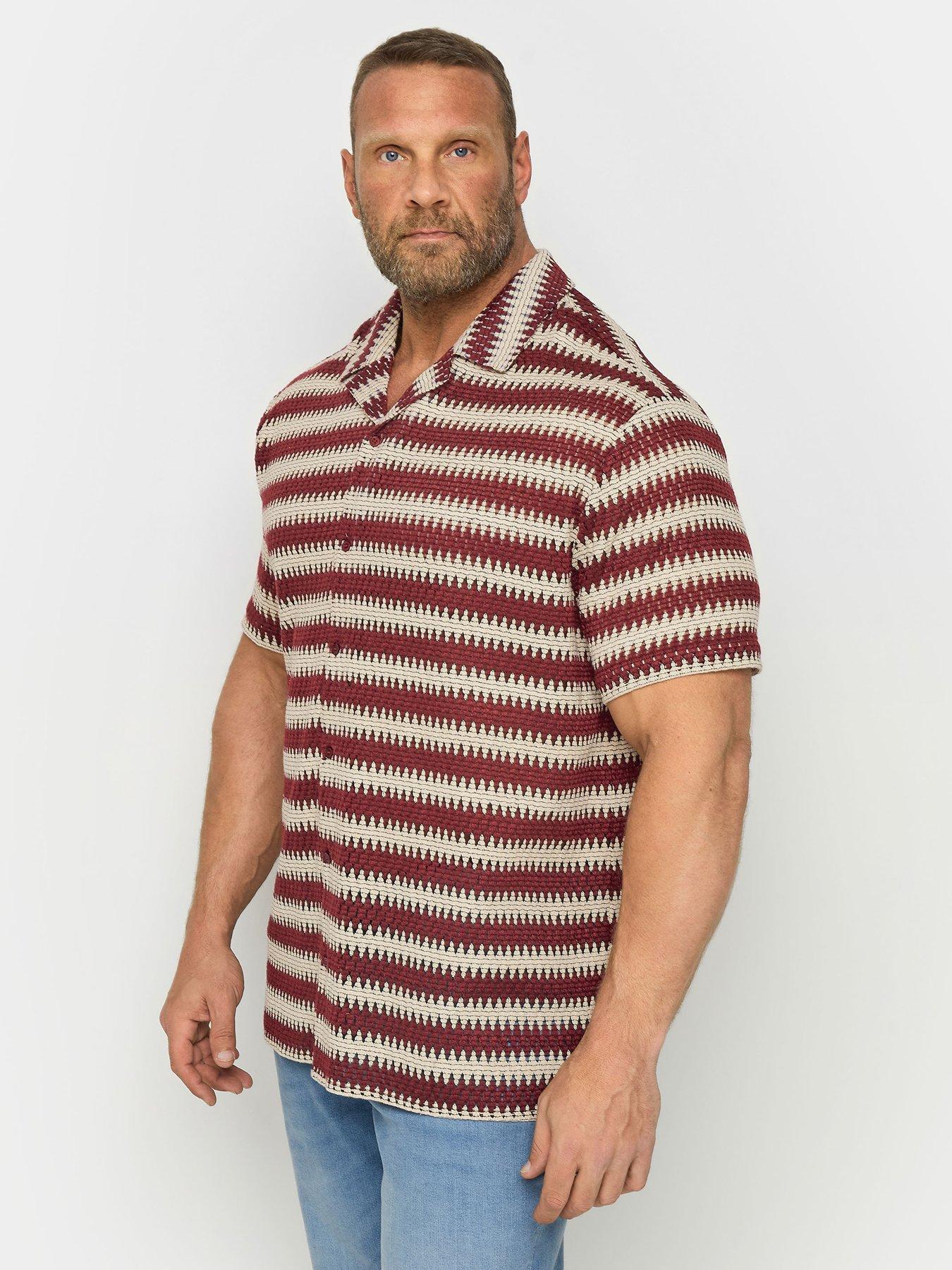 badrhino-short-sleeve-textured-patterned-shirt-redfront