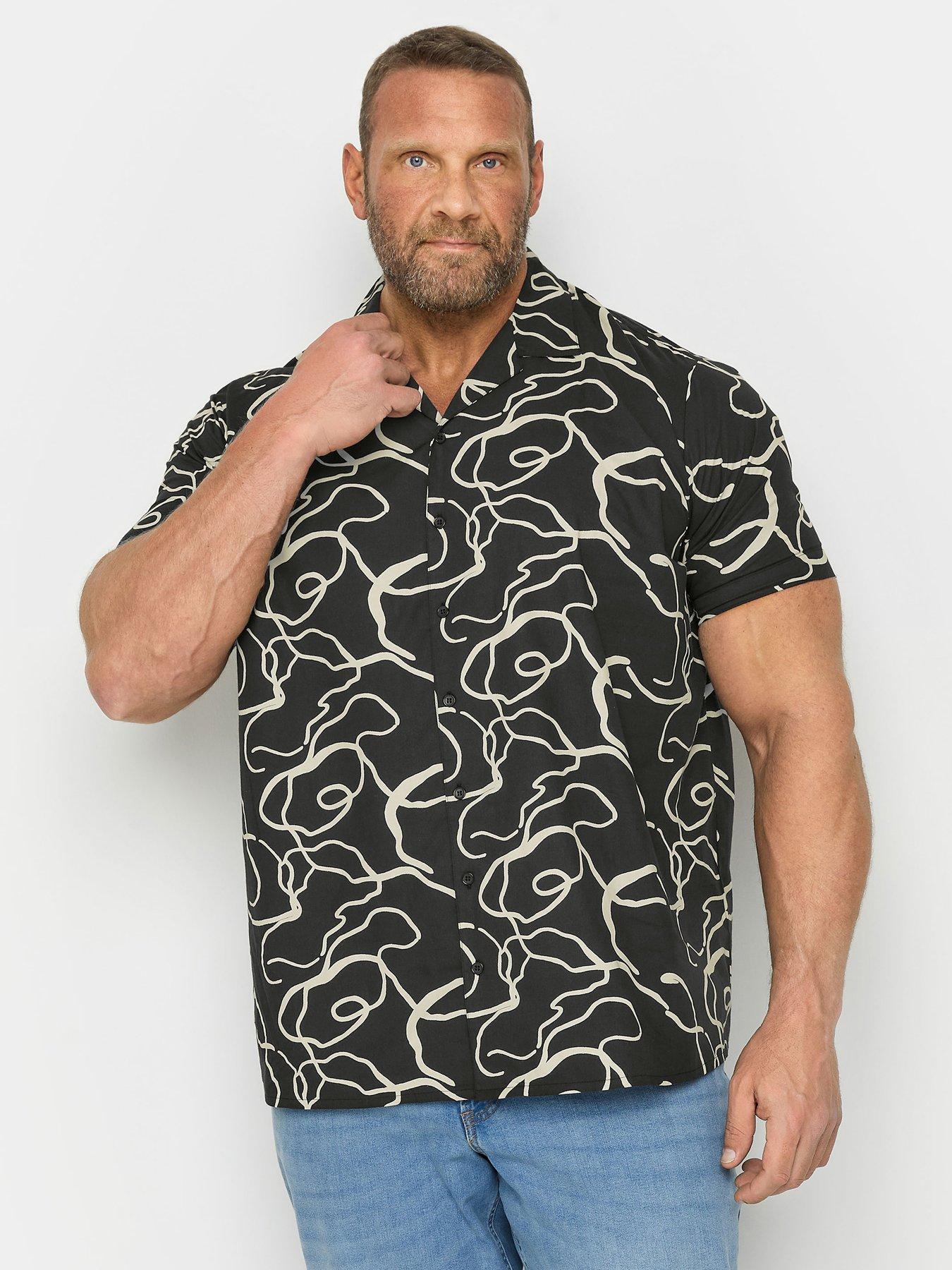 badrhino-short-sleeve-abstract-printed-shirt-black