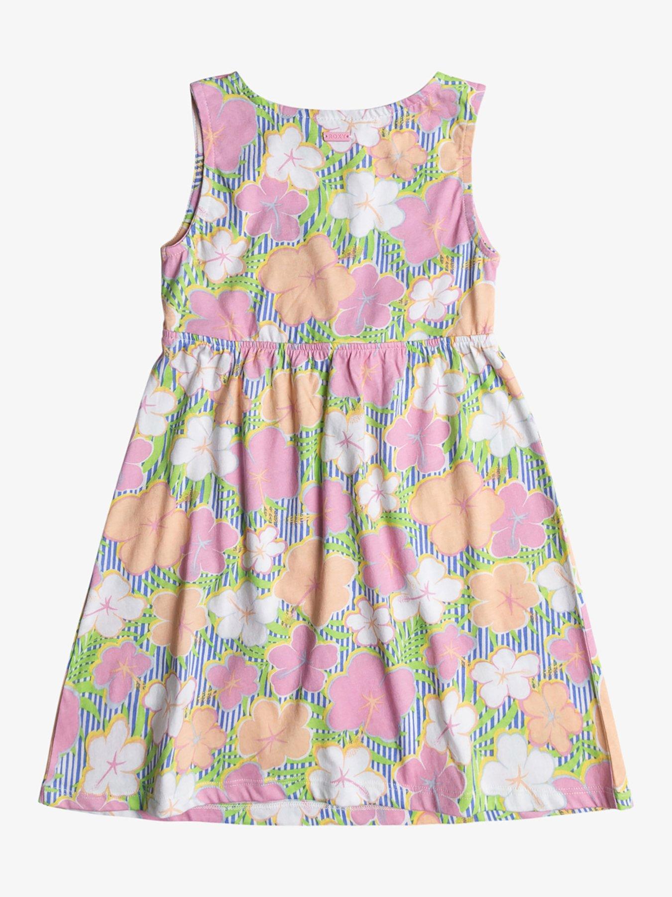 roxy-girls-printed-dress-with-elasticated-waist-pink-printstillFront