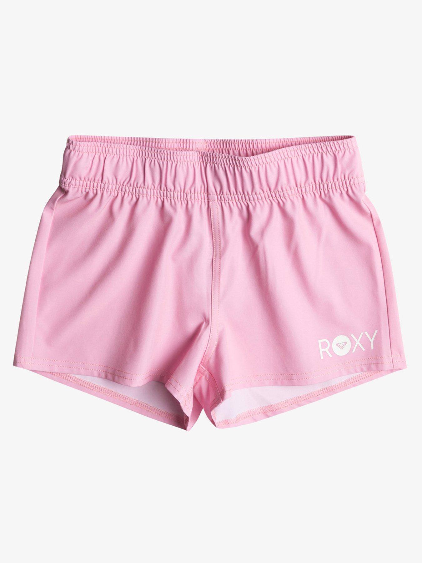 roxy-girls-short-length-fully-elasticated-waist-fabric-boardshorts-pinkfront