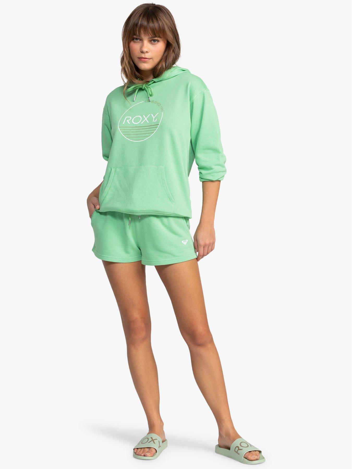 roxy-womens-regular-fit-elasticated-waistband-fleece-shorts-greenback