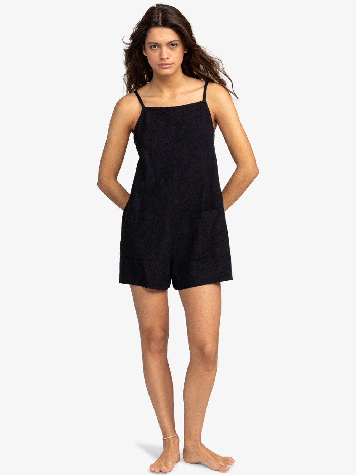 roxy-womens-short-length-strappy-romper-playsuit-charcoalfront