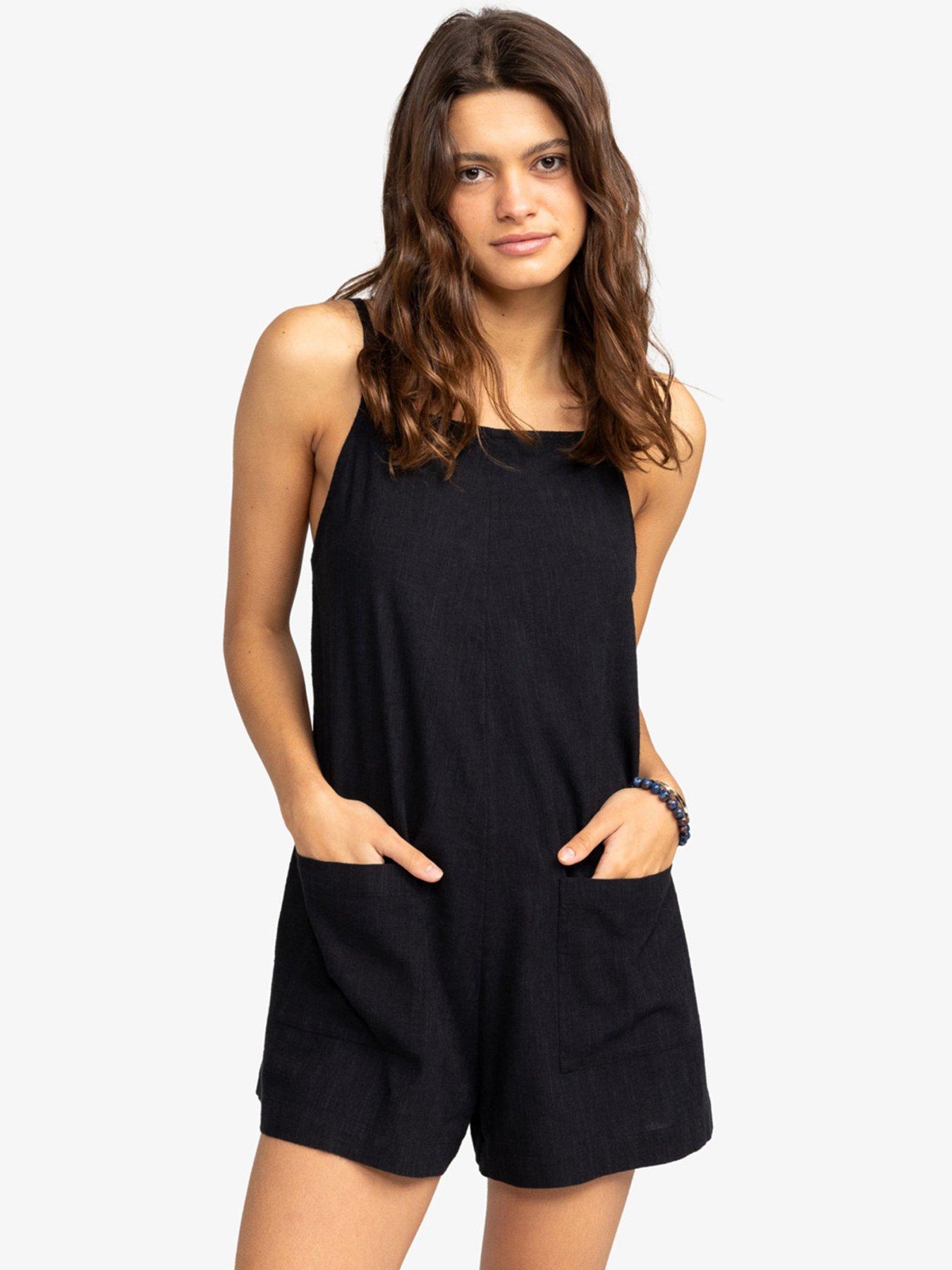 roxy-womens-short-length-strappy-romper-playsuit-charcoaloutfit