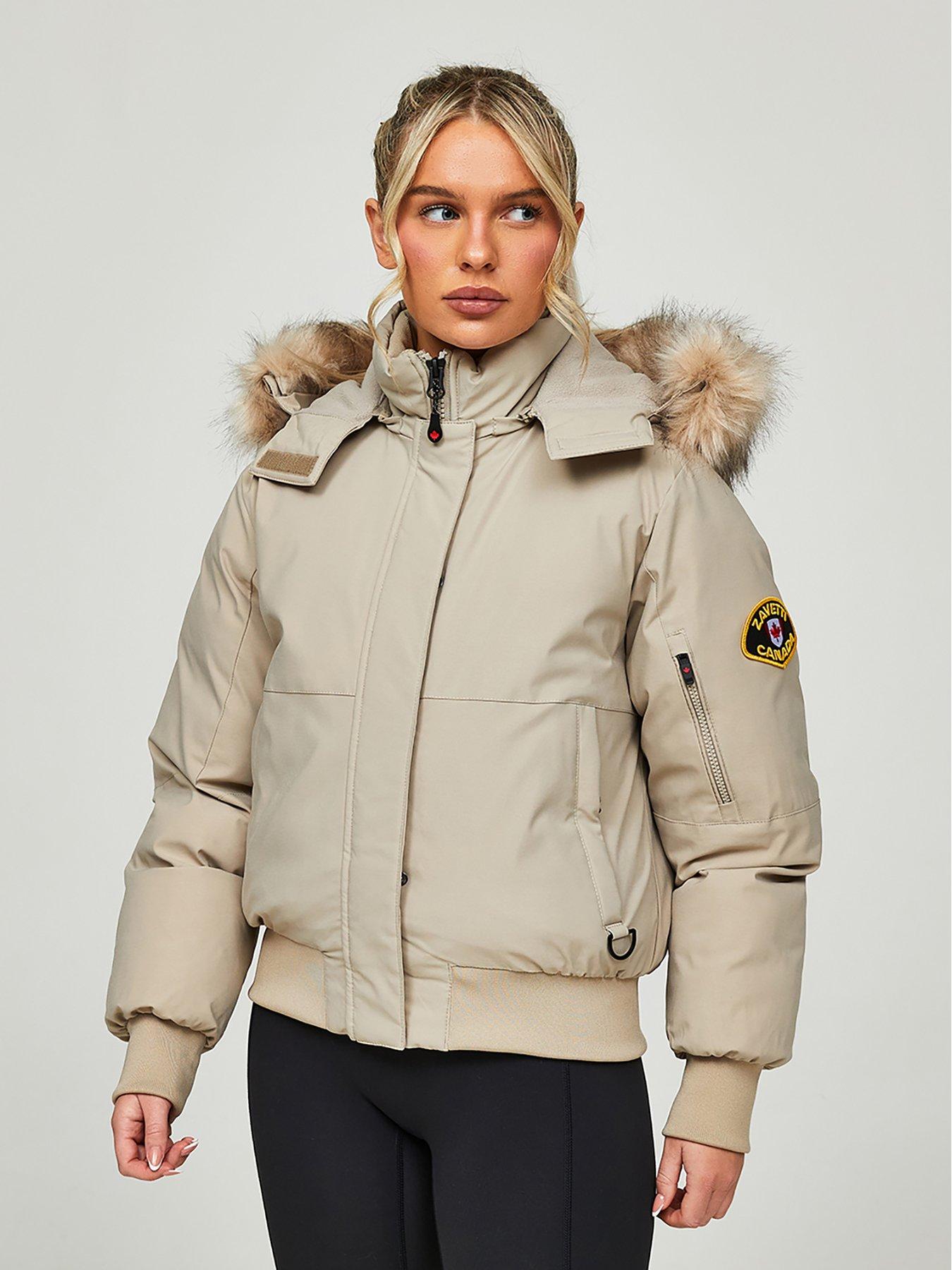 Zavetti Canada Olivia Hooded Bomber Jacket - Beige