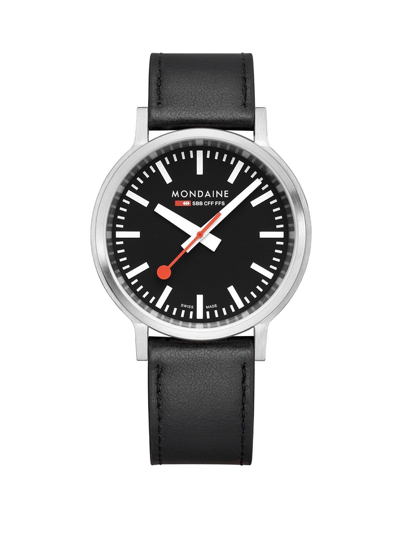 Image 1 of 8 of Mondaine Stop2Go Black Dial - grape leather