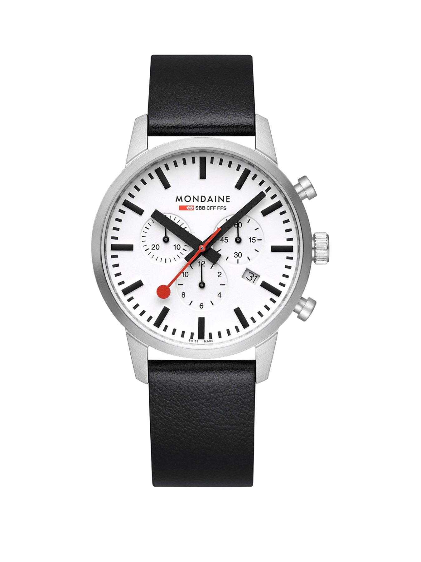 Mondaine Neo Chrono White Dial 41mm - grape leather