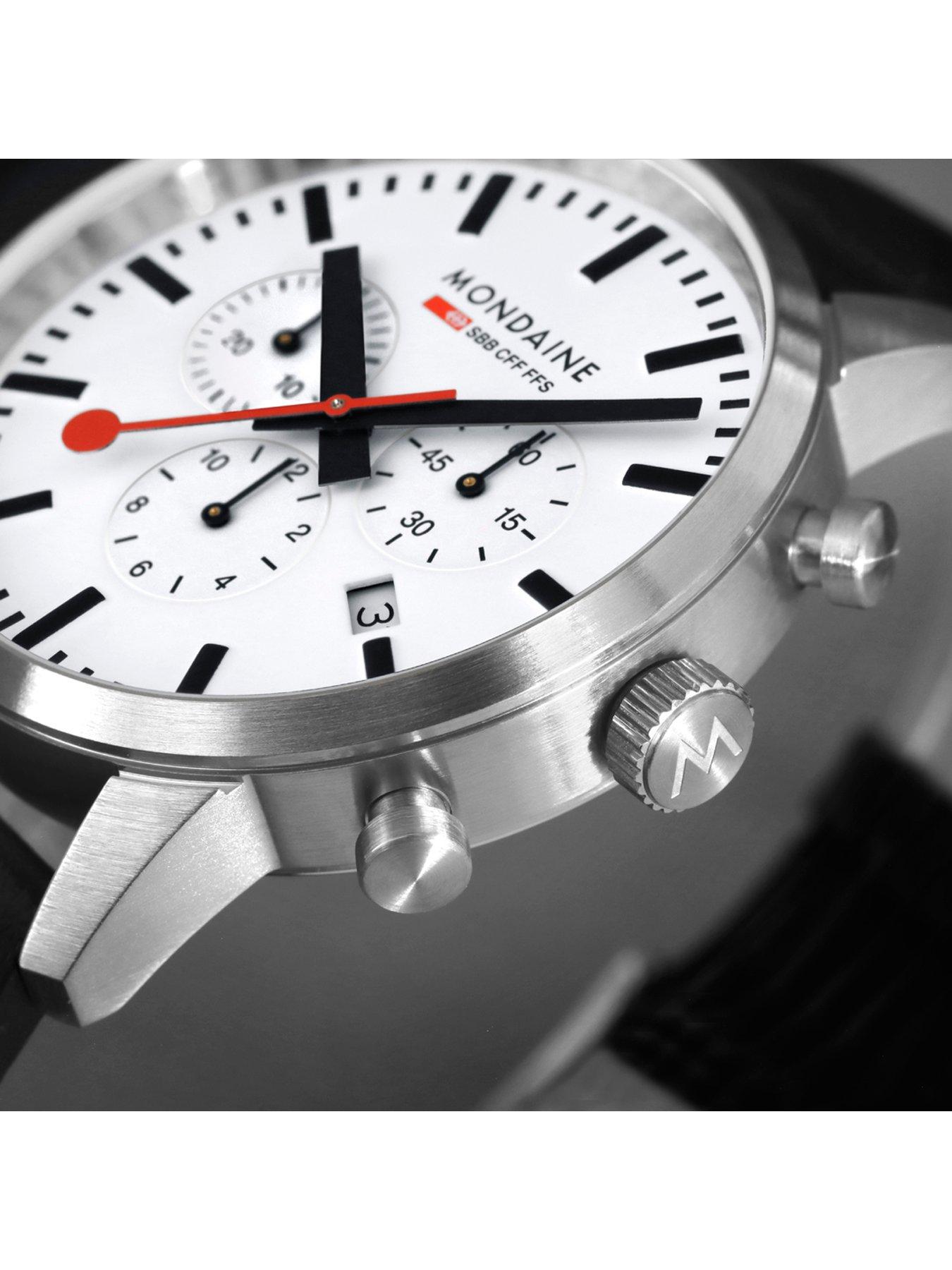 Image 4 of 8 of Mondaine Neo Chrono White Dial 41mm - grape leather