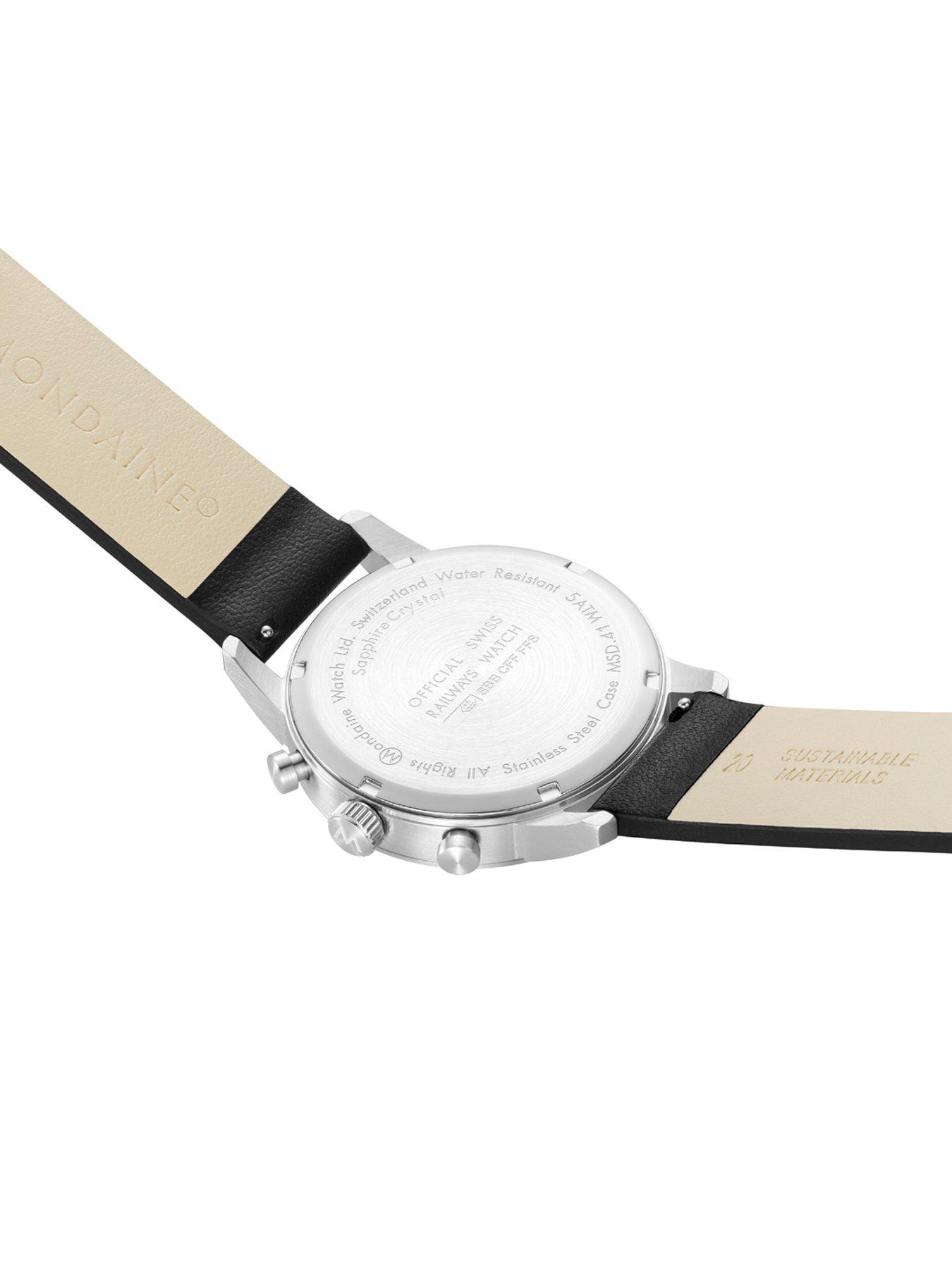 Image 5 of 8 of Mondaine Neo Chrono White Dial 41mm - grape leather