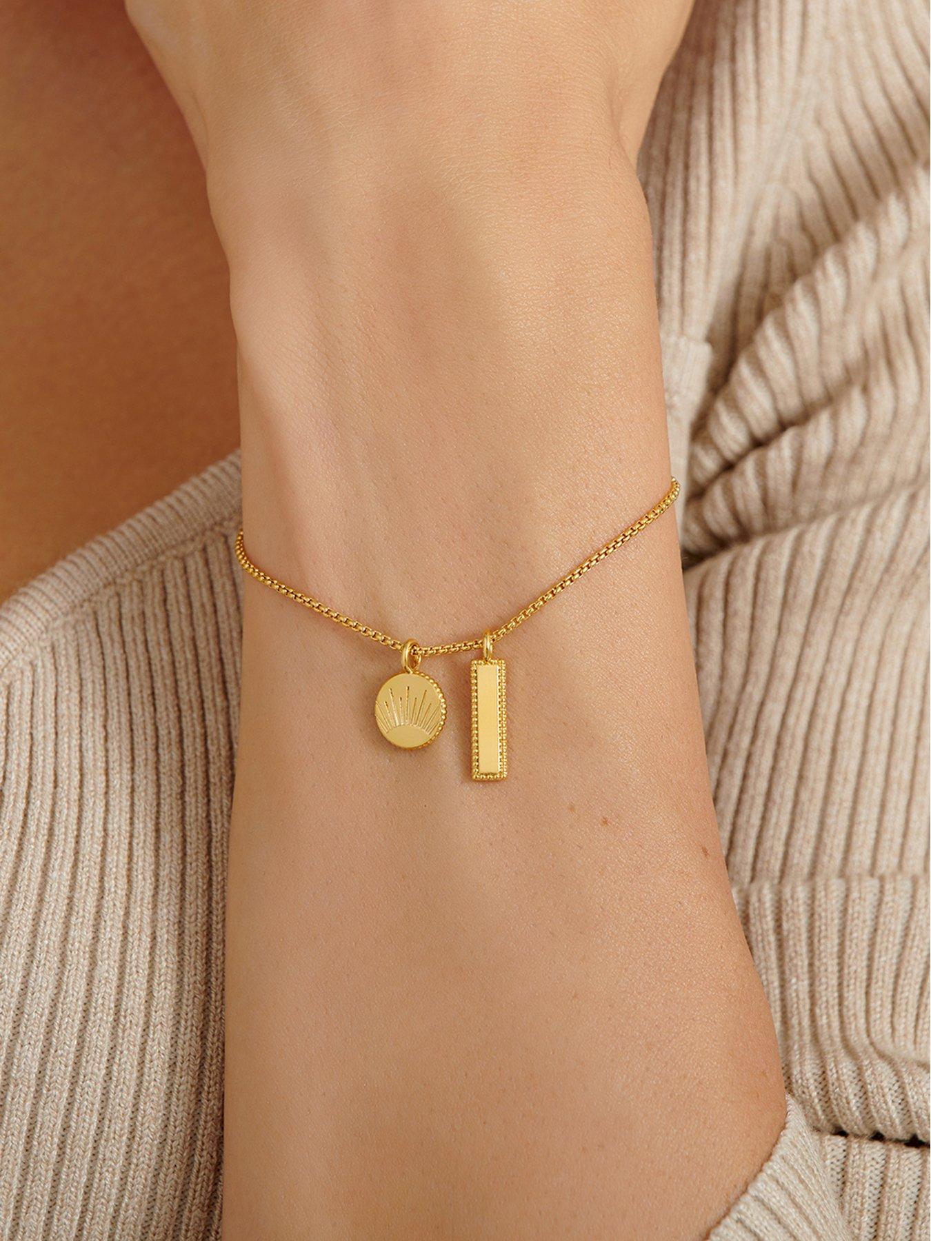 katie-loxton-positivity-waterproof-gold-charm-braceletstillFront