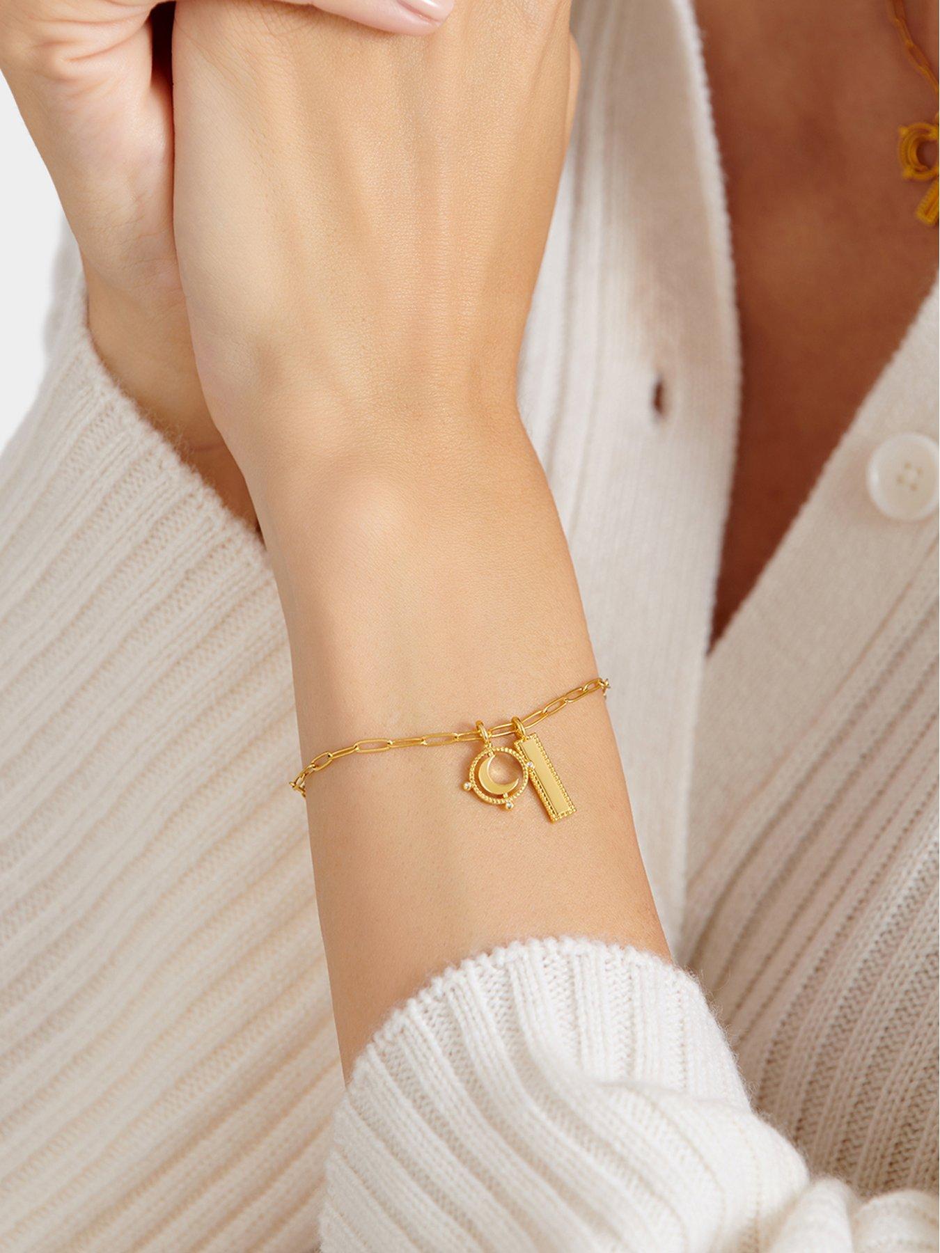 katie-loxton-to-the-moon-and-back-waterproof-gold-charm-braceletstillFront