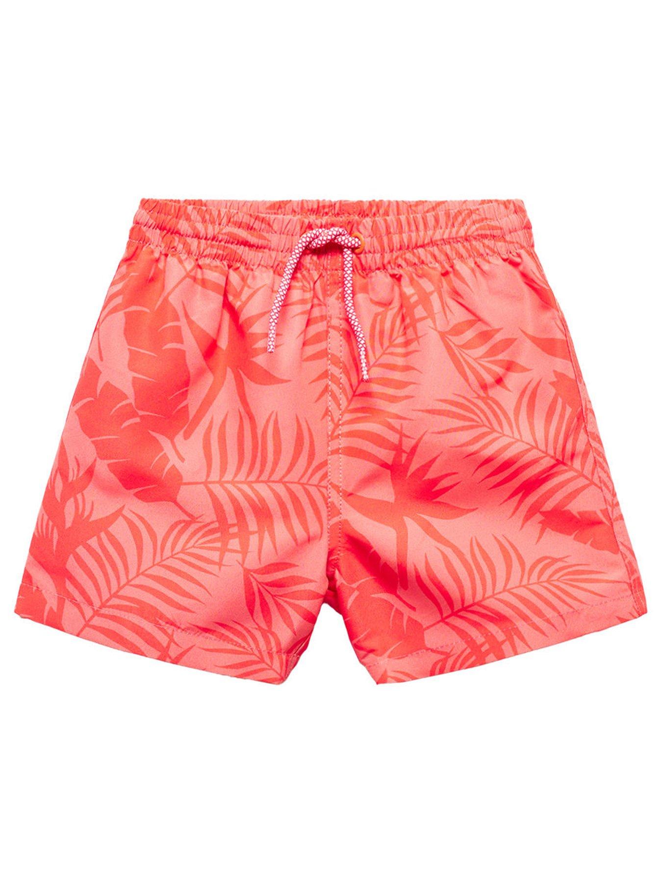 mango-younger-boys-leaf-print-swimming-shorts-bright-redfront