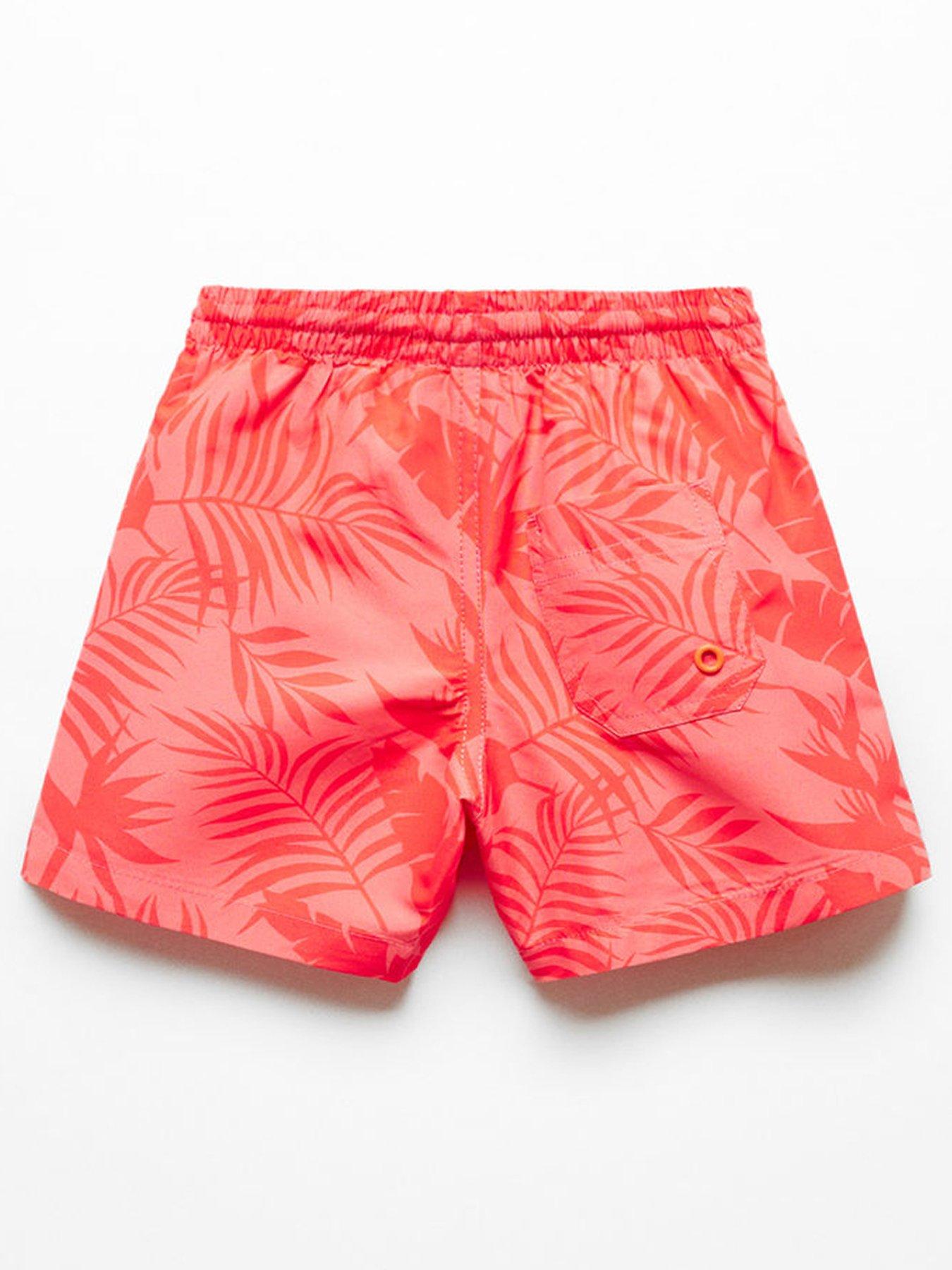 mango-younger-boys-leaf-print-swimming-shorts-bright-redback