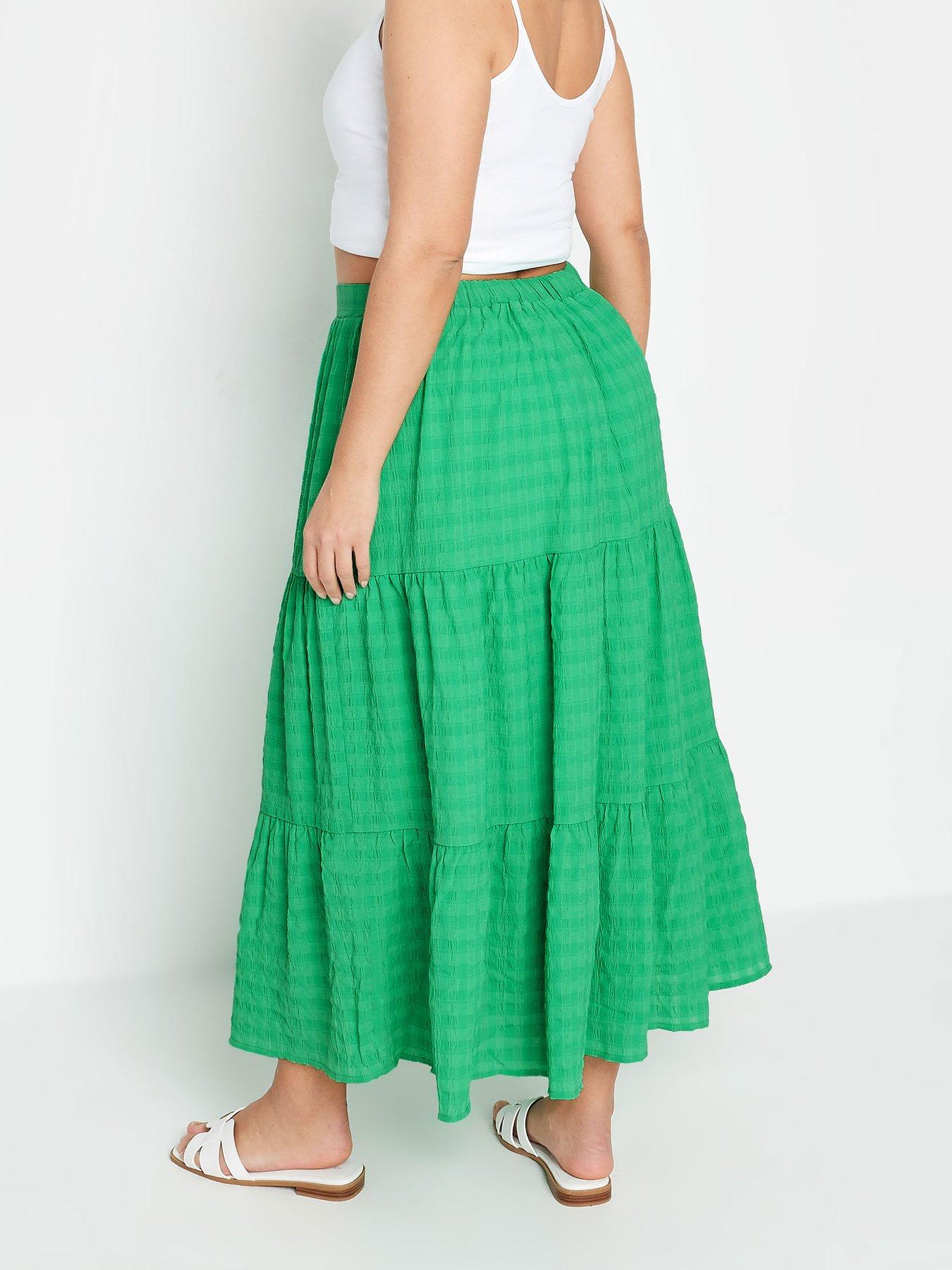 yours-curve-textured-skirt-greenstillFront