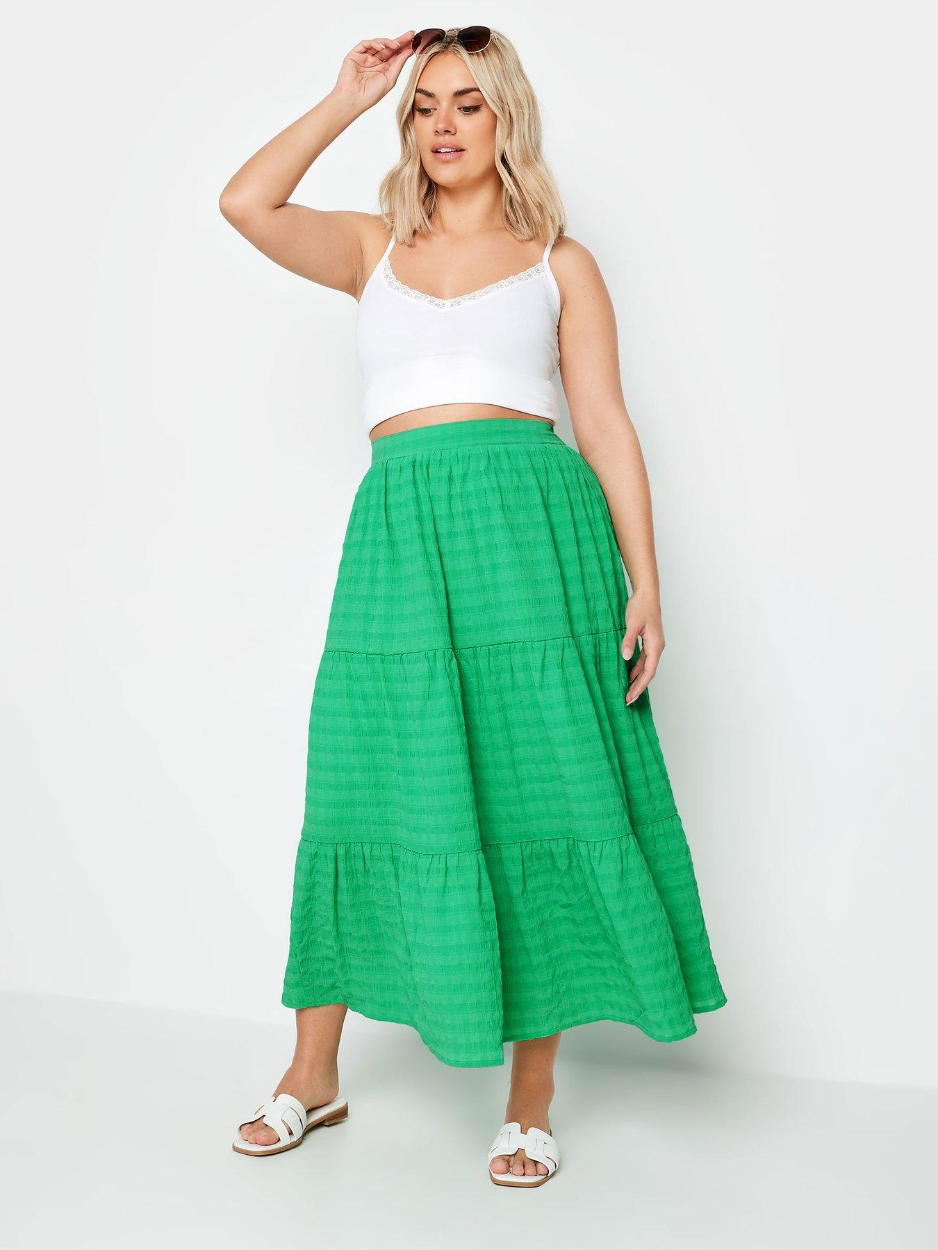 yours-curve-textured-skirt-greenback