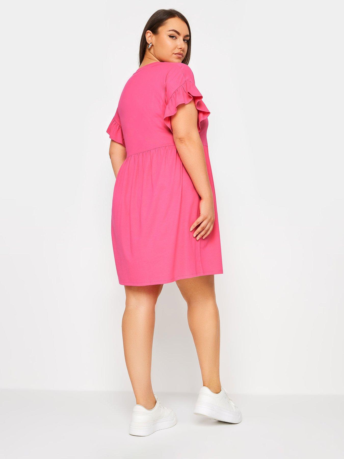 yours-curve-frill-sleeve-smock-tunic-pinkstillFront