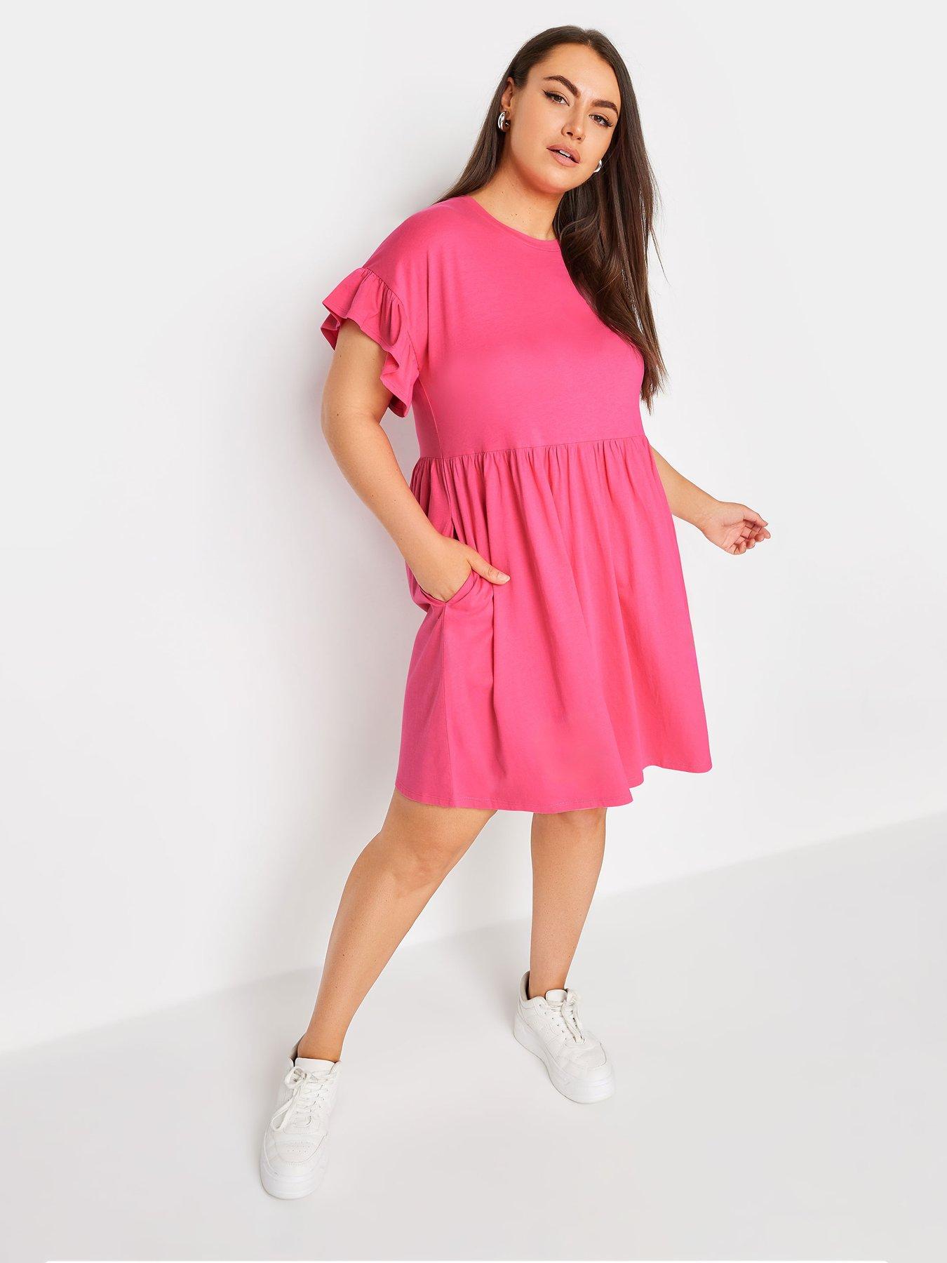 yours-curve-frill-sleeve-smock-tunic-pinkback