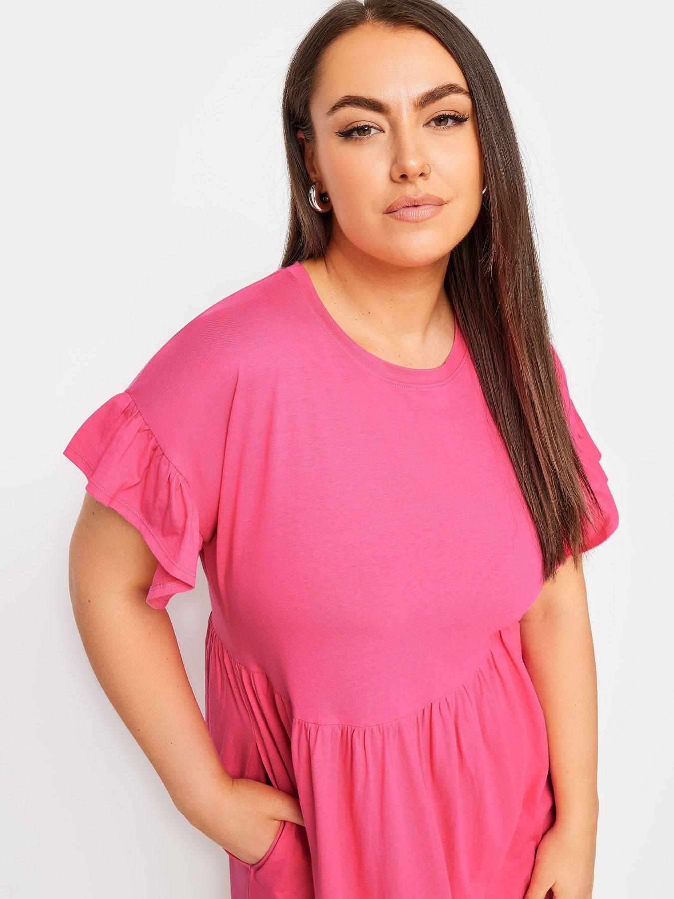 yours-curve-frill-sleeve-smock-tunic-pinkoutfit