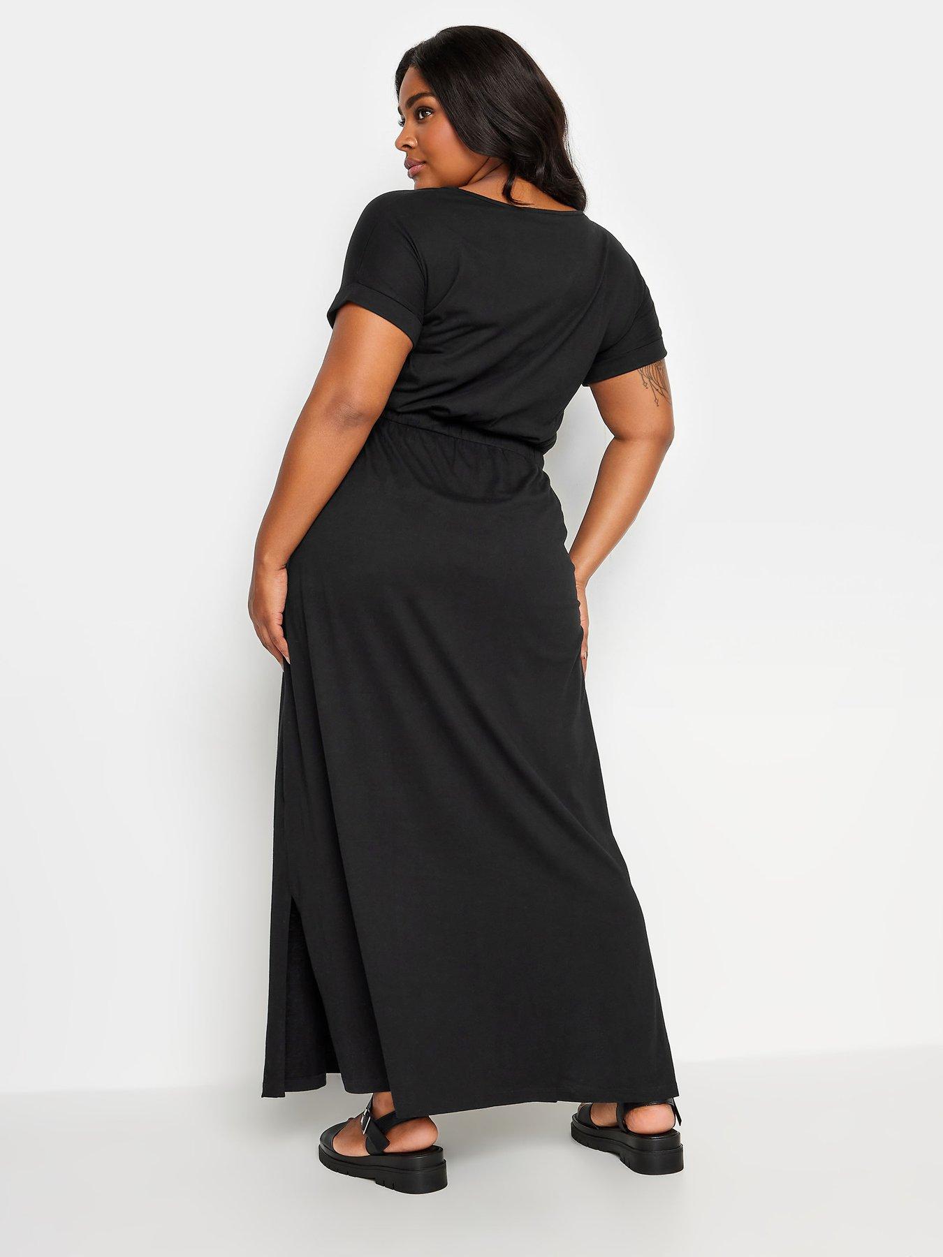 yours-curve-side-split-drawcord-maxi-dress-blackstillFront