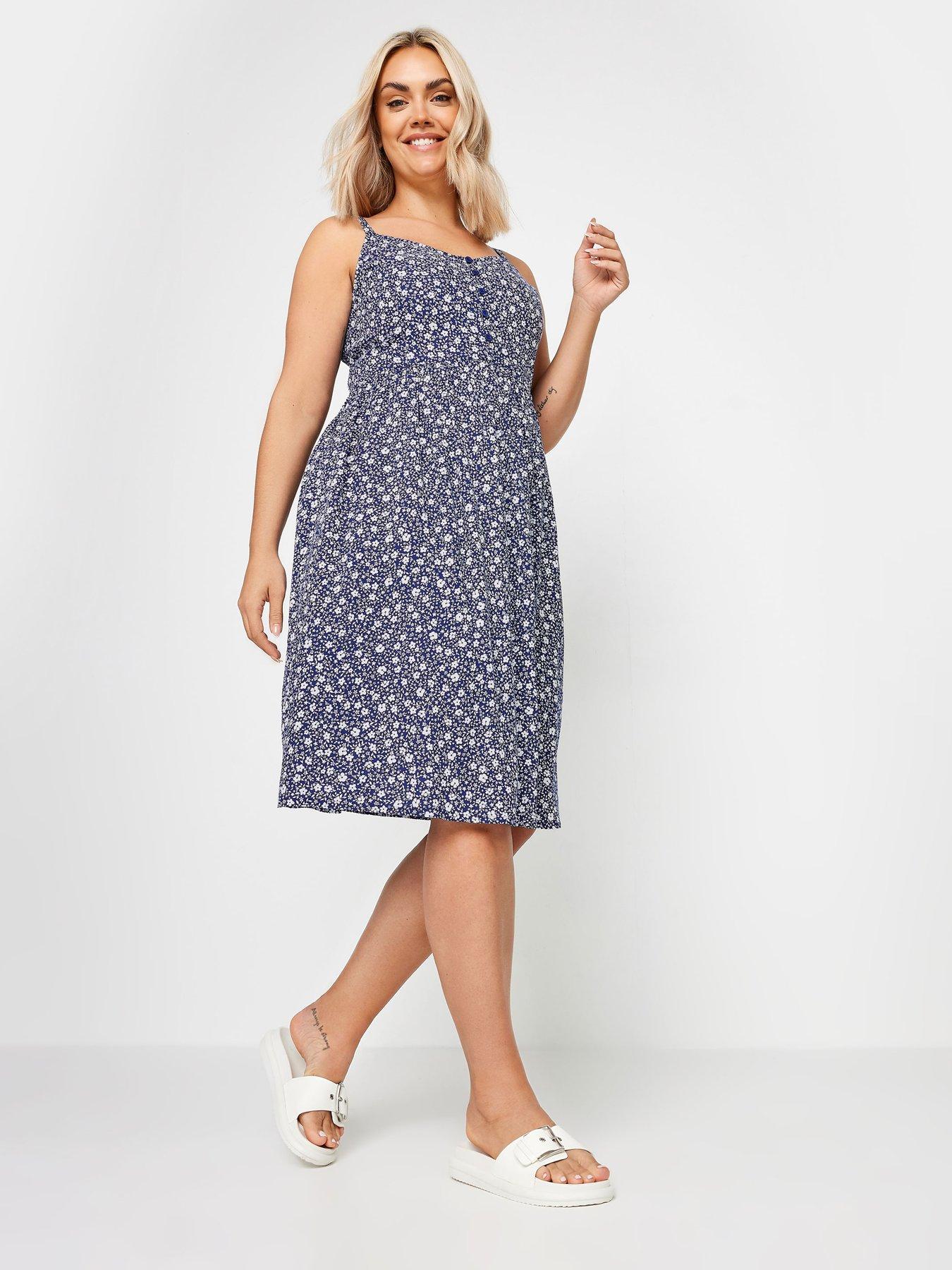 yours-curve-strappy-ditsy-floral-sundress-blue